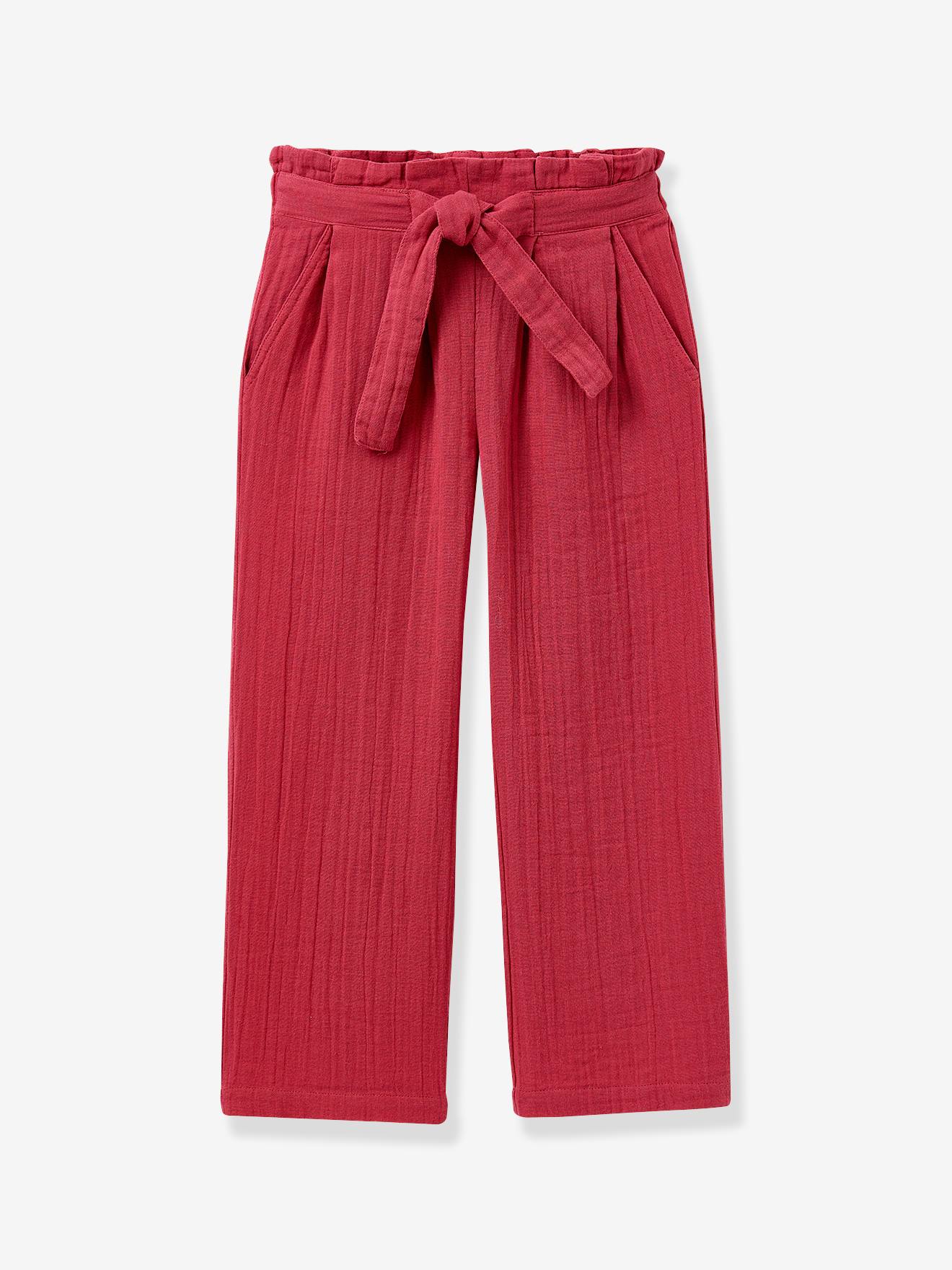 Broek met riem voor meisjes grenadine