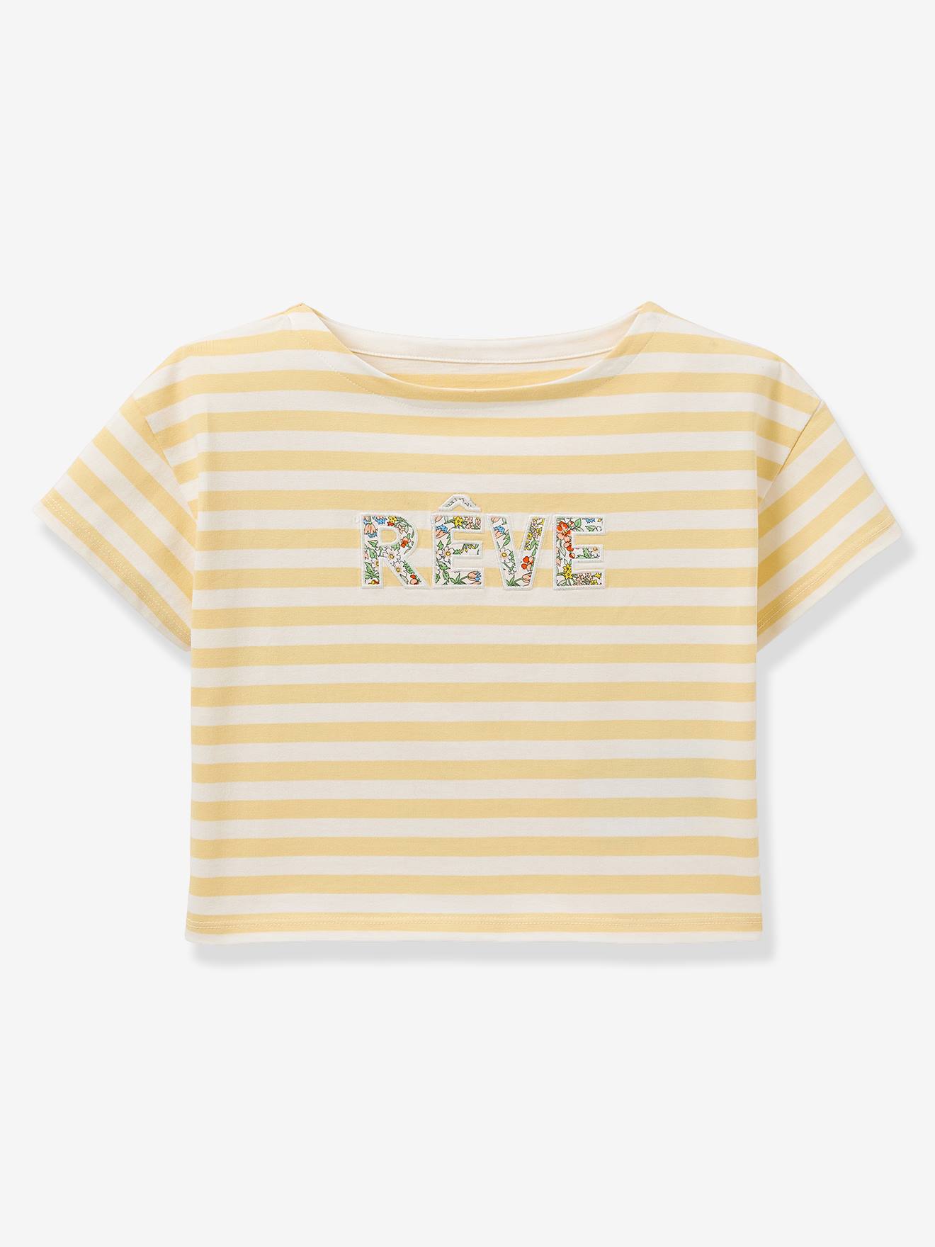 Gestreept t-shirt met droommotief voor meisjes lichtgroen