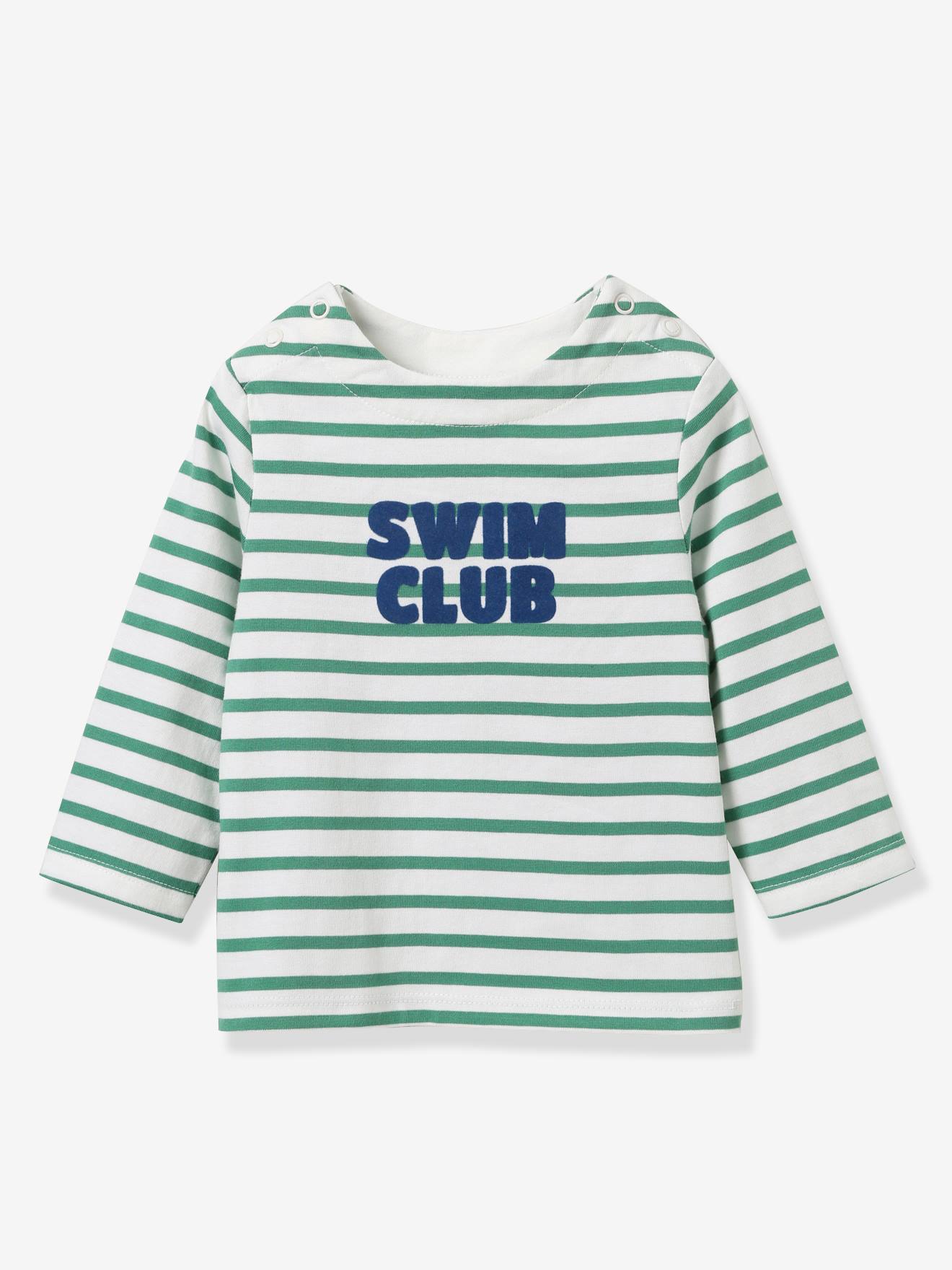 T-shirt baby gestreept met lange mouwen groen