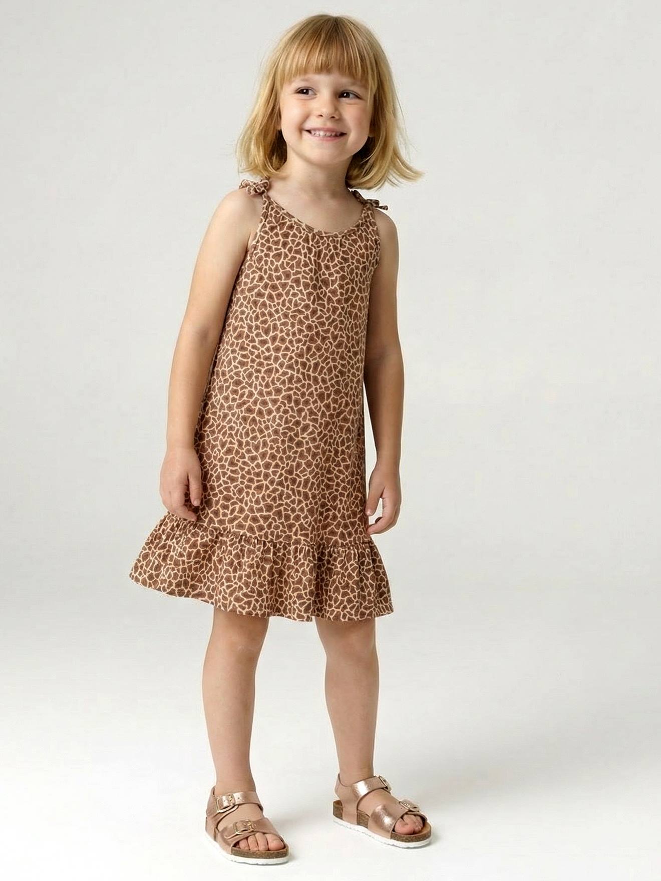 Jurk voor meisjes, dunne bretels, jersey beige