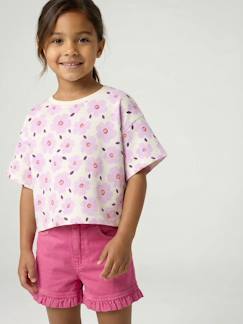 Meisje-Cropped meisjesshirt met korte mouwen