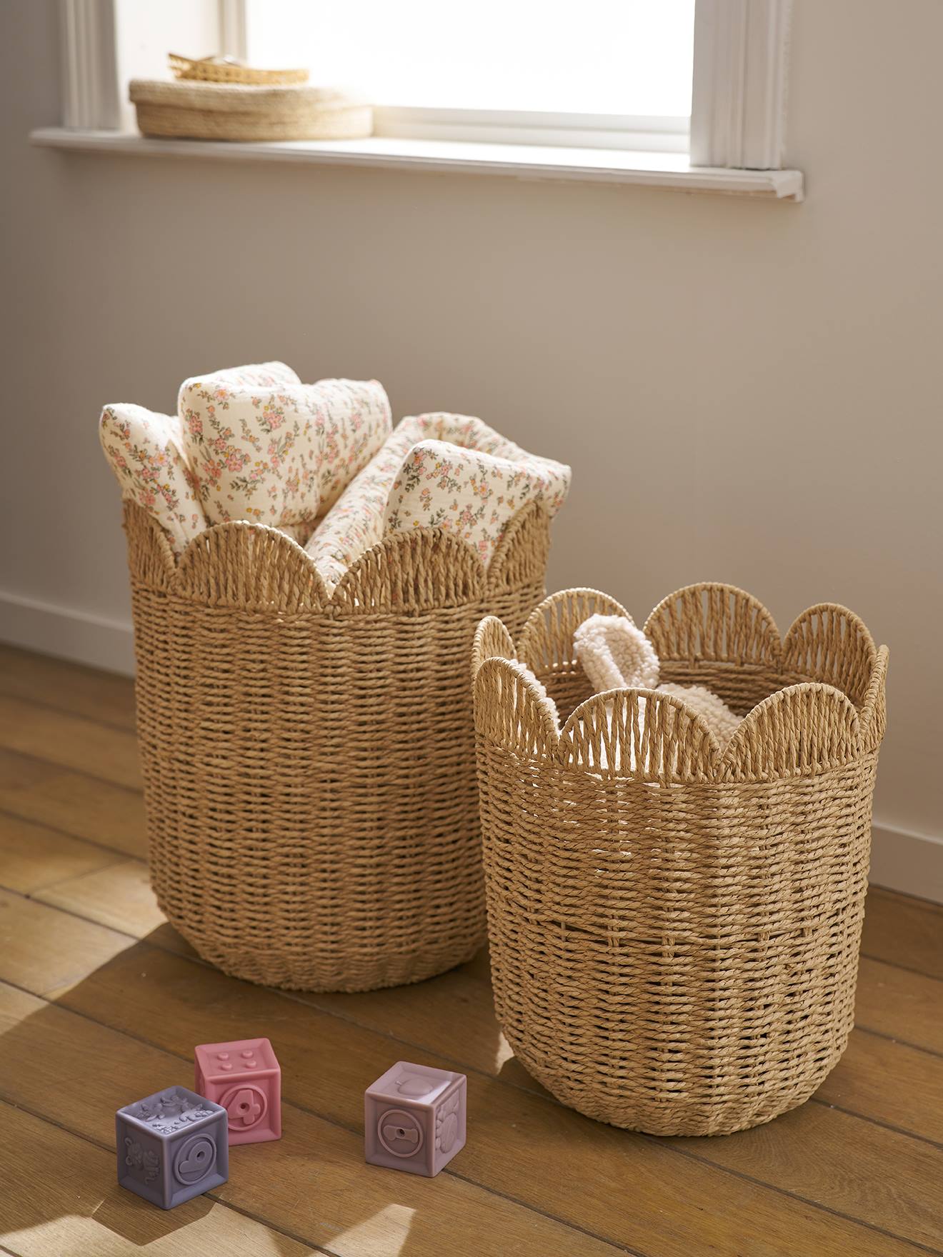 Set van 2 opbergmanden beige