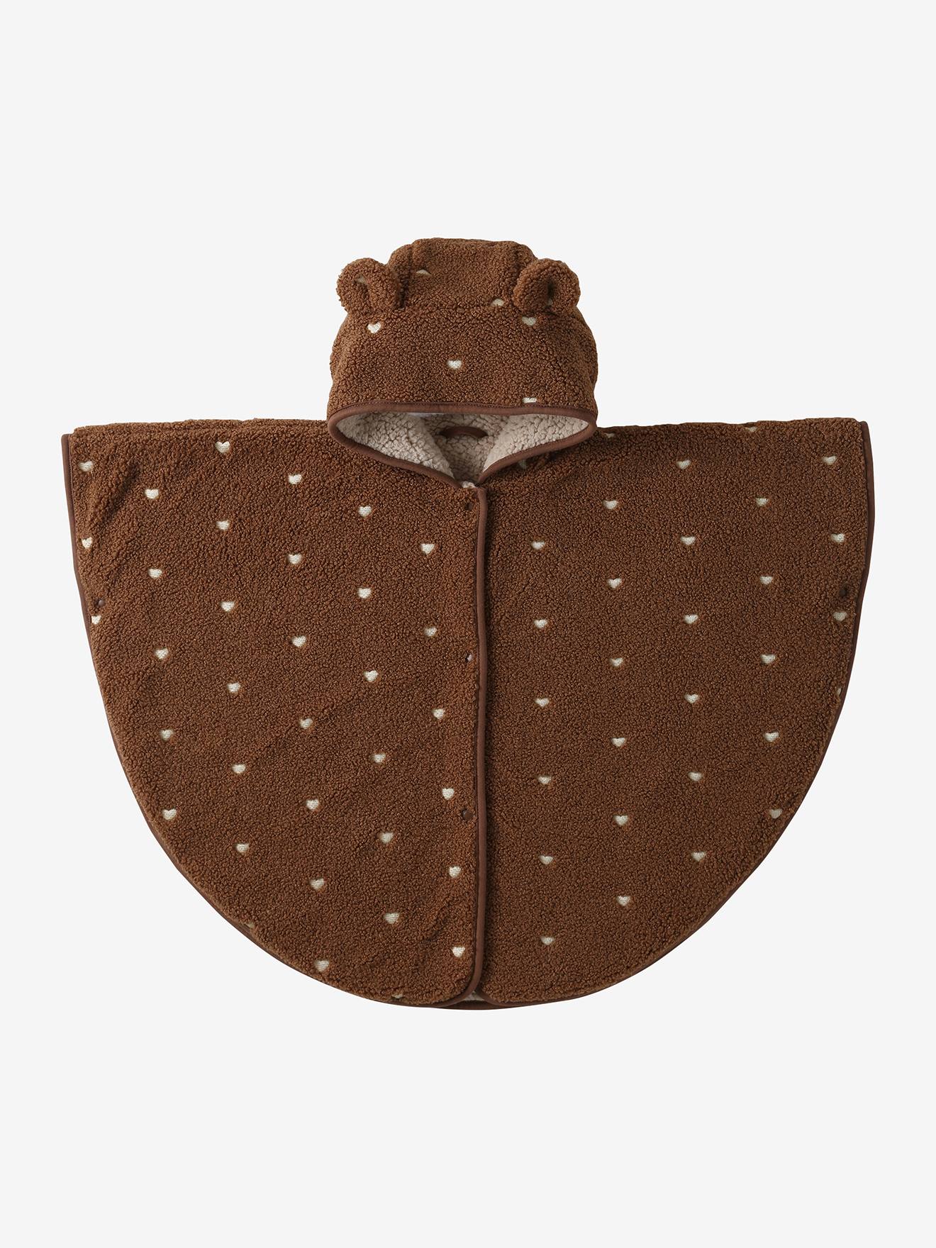 Dubbele sherpa babyponcho hazelnoot
