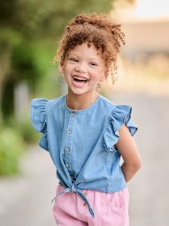 Denim blouse met volantmouwen  - vertbaudet enfant