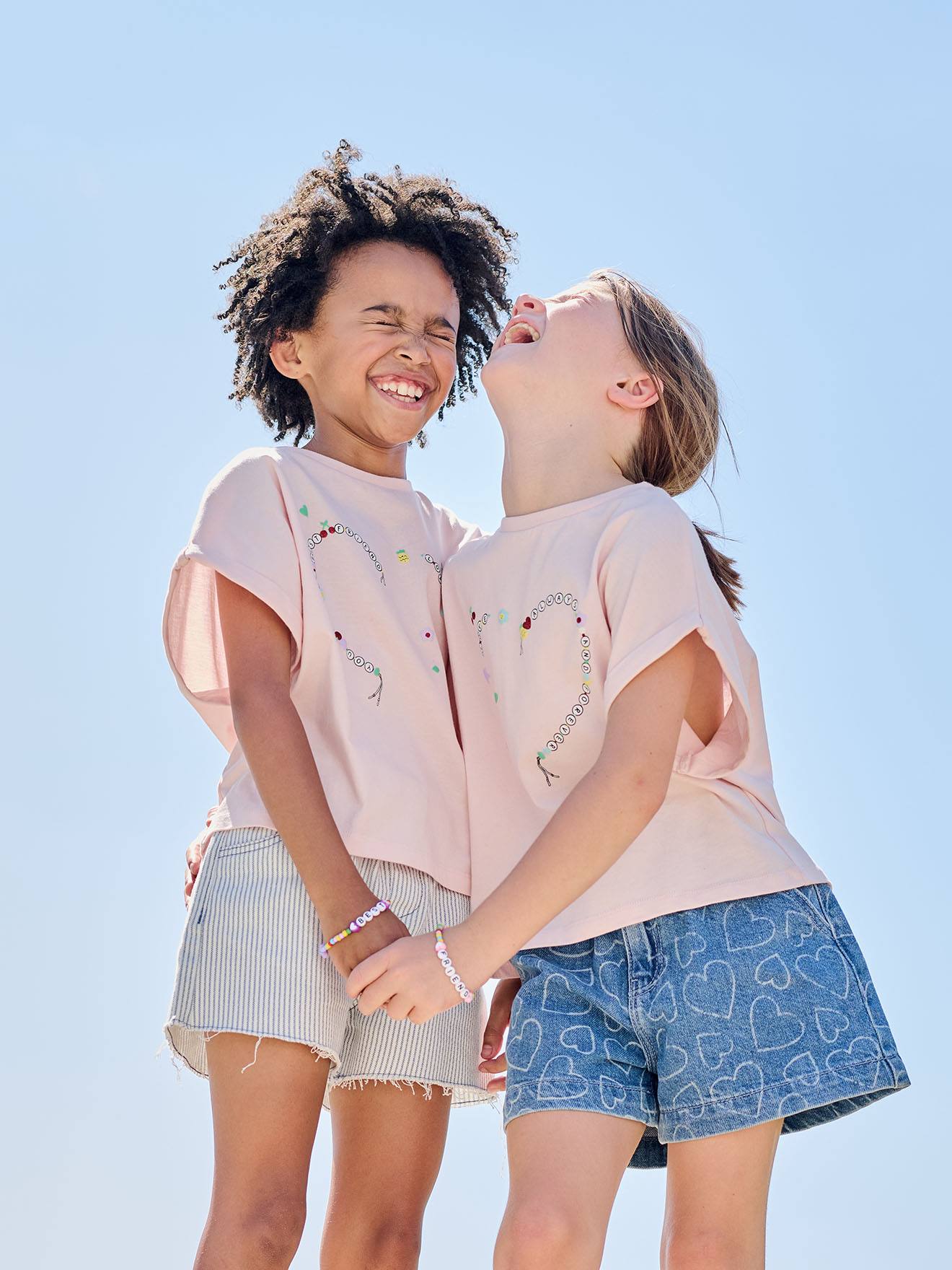 Denim short voor meisjes met motieven lichtblauw