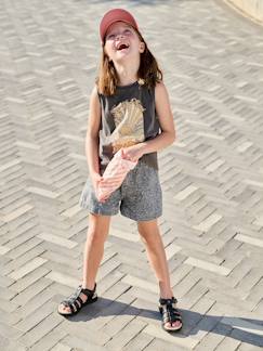 Denim short voor meisjes met motieven  - vertbaudet enfant