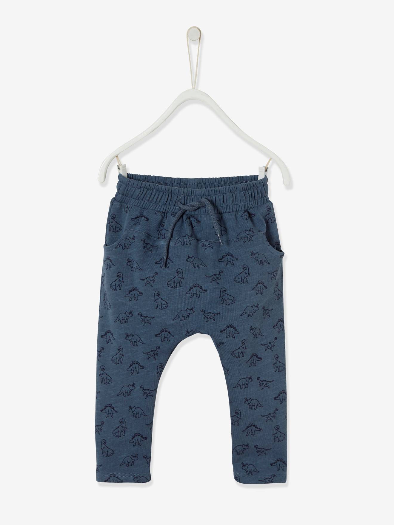 Molton babybroek jongen jeansblauw dino