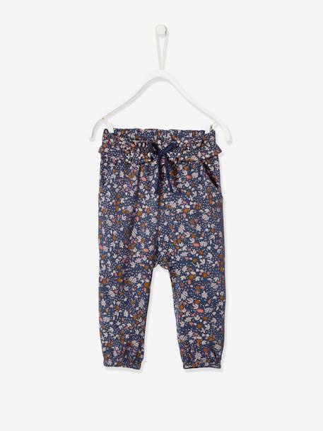 Babybroek met print elastische taille leisteenblauw - vertbaudet enfant 