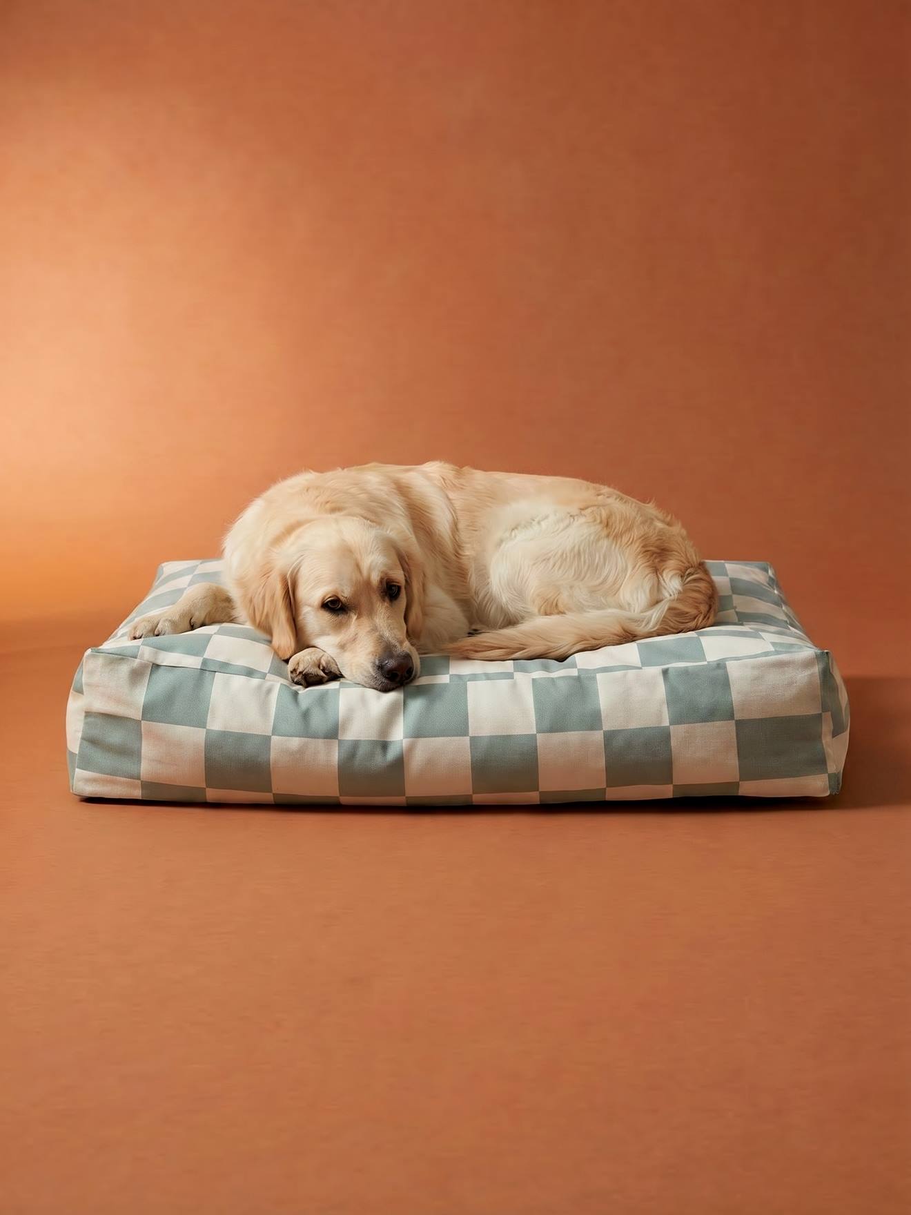 Hoes matras katoen rechthoek blauw, geruit