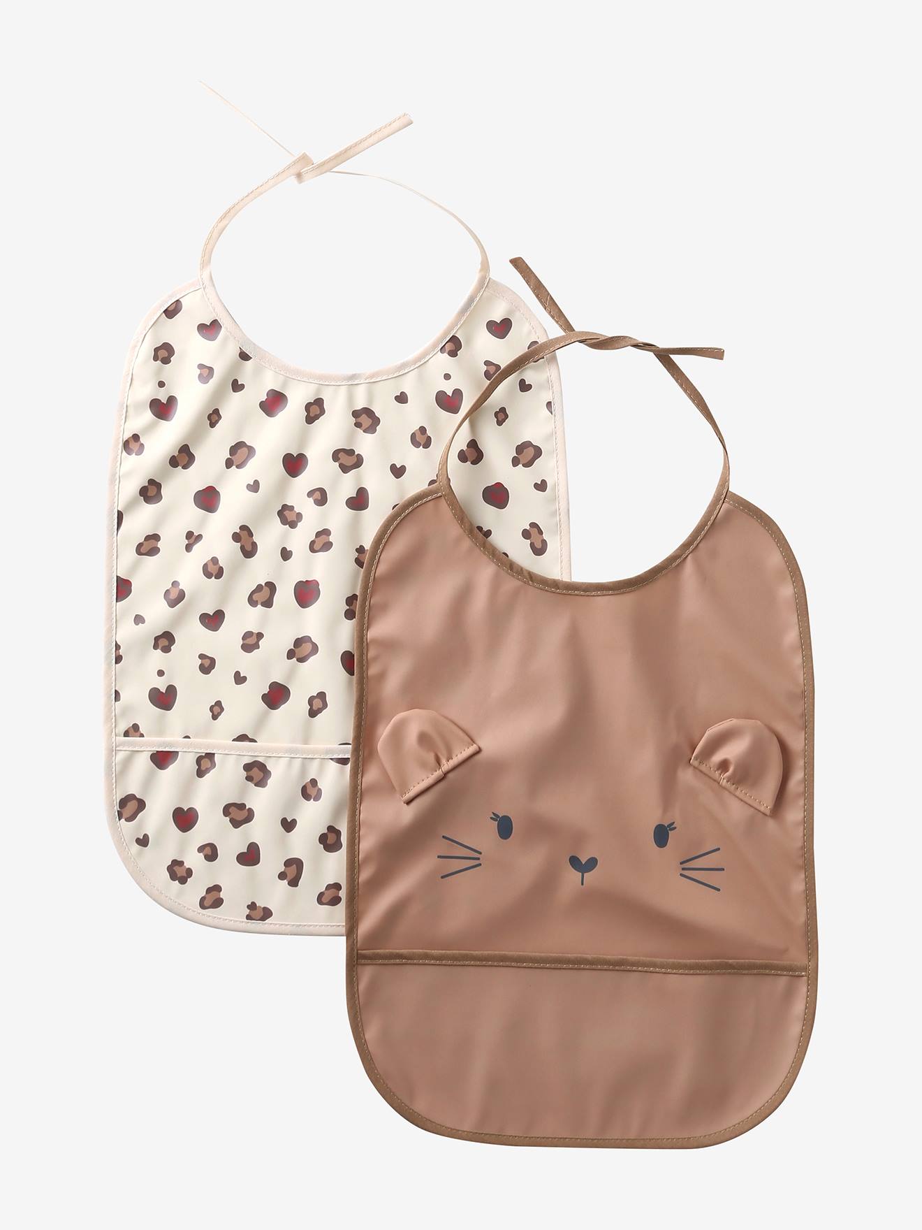 Set van 2 XL slabbetjes hazelnoot