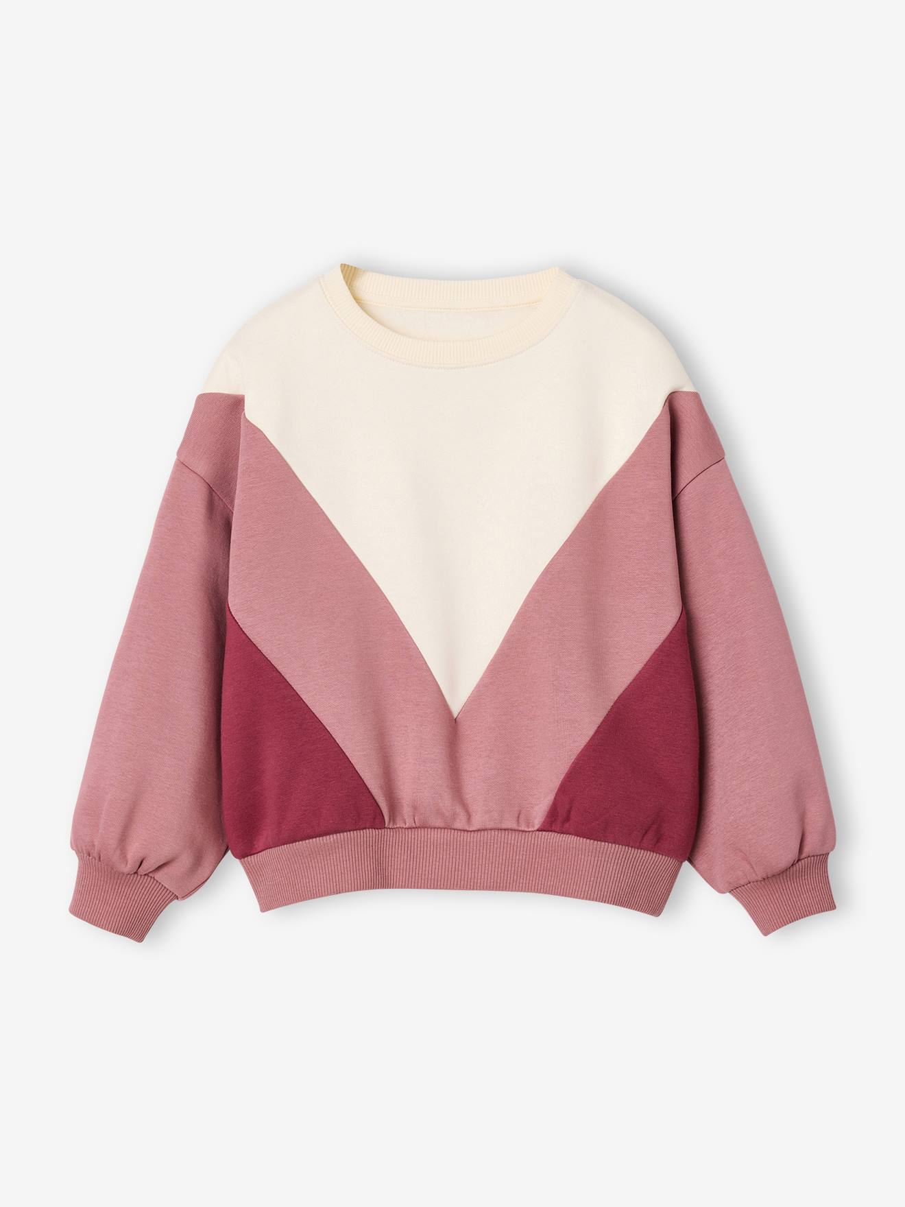 Sweater met colourblock voor meisjes oudroze