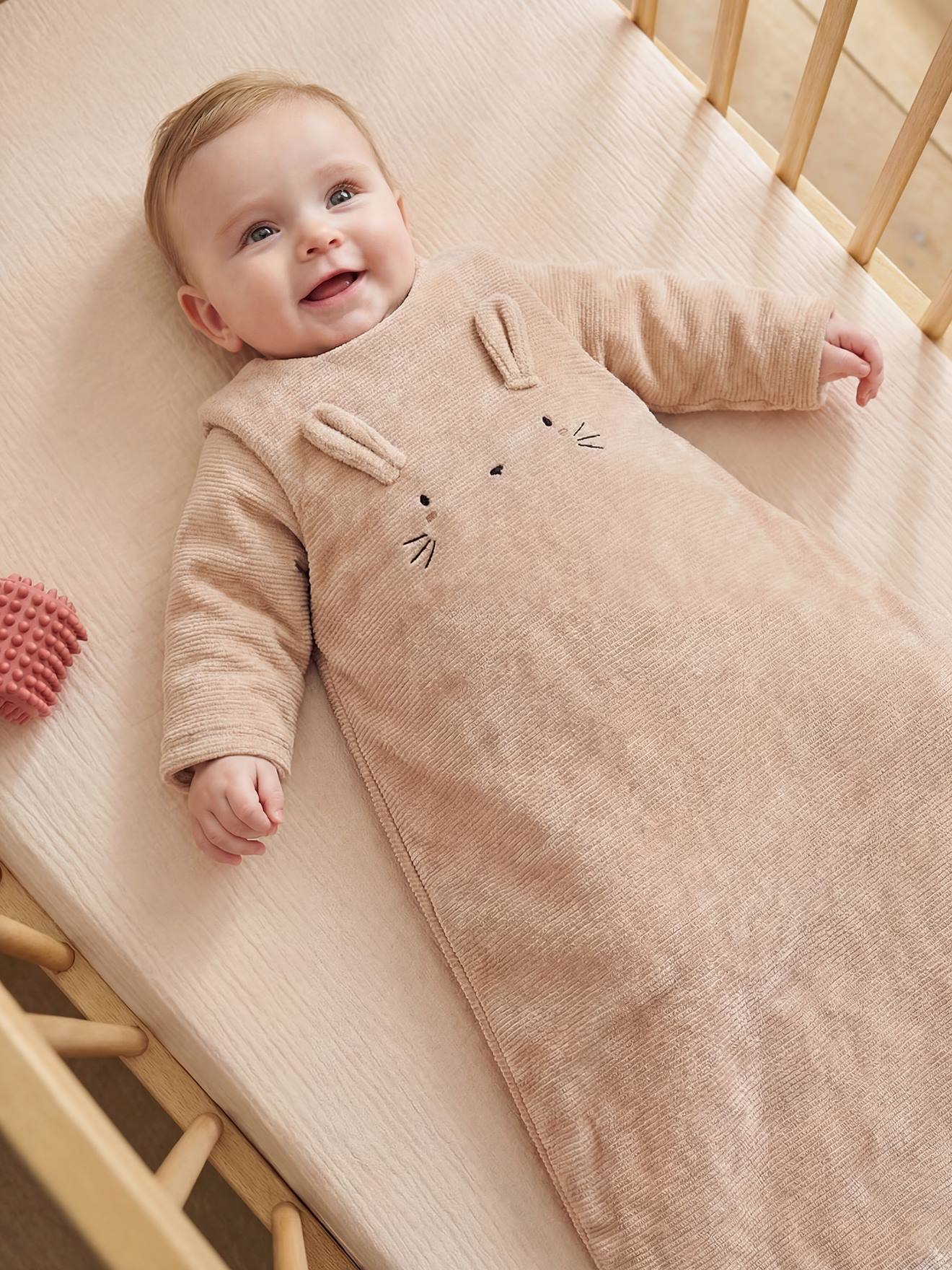 Baby trappelzak fluweel / velours rib beige