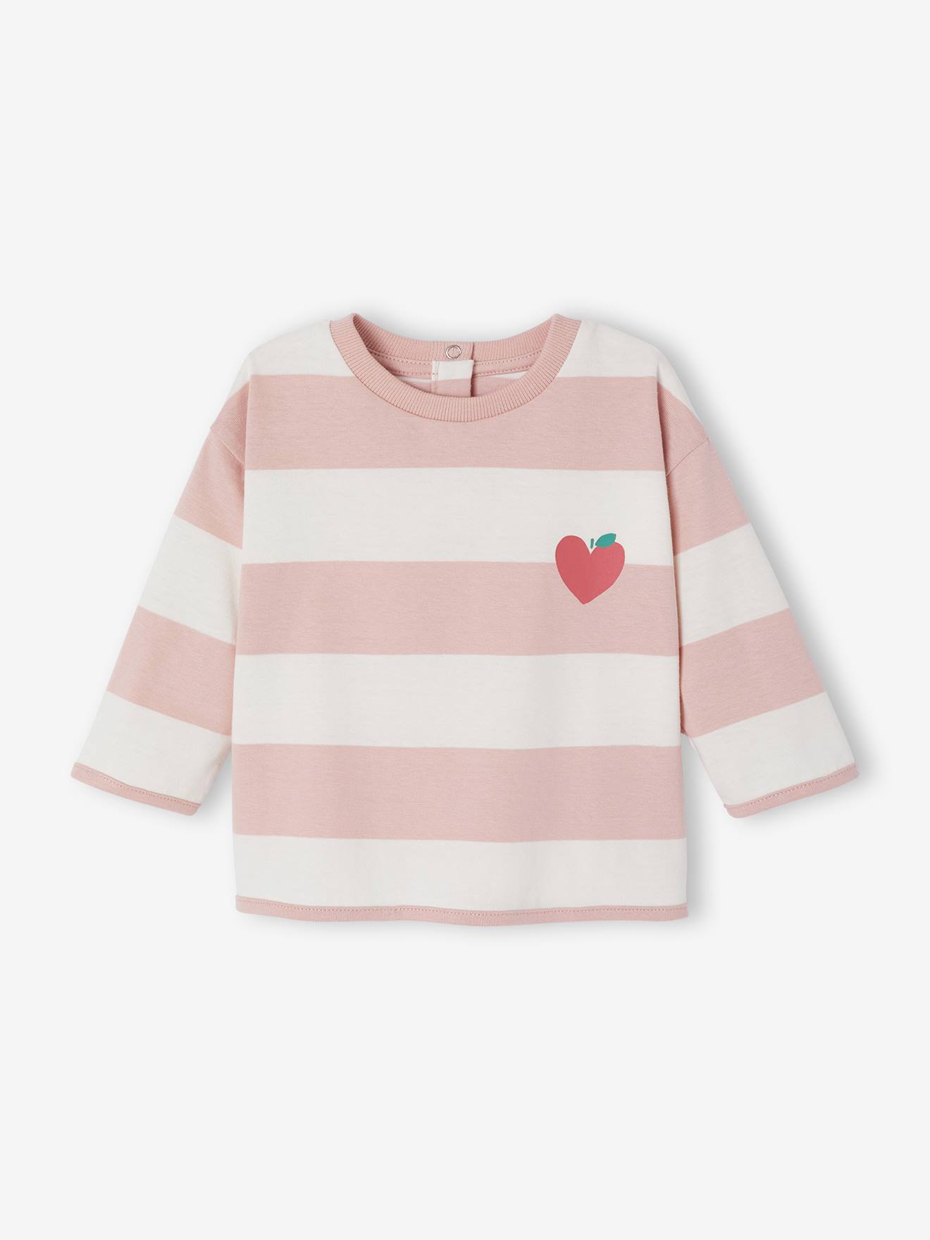 Baby T-shirt met lange mouwen roze (poederkleur)