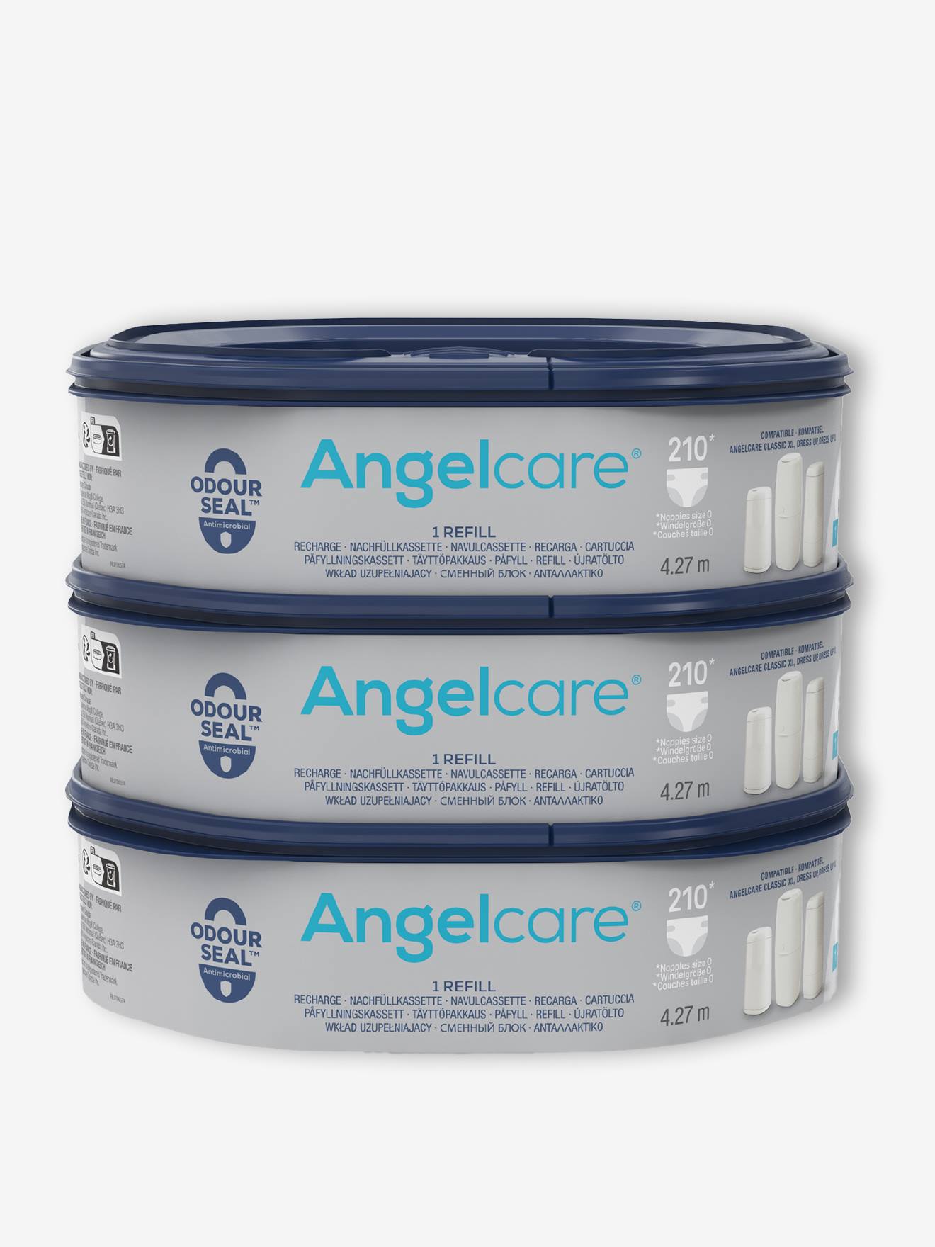 Set van 3 achthoekige navullingen voor luierprullenbakken Nappyclean en Dress Up blauw afbeelding