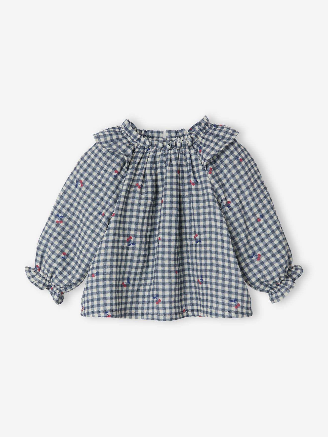 Blouse met lange mouwen voor babymeisjes grijsblauw