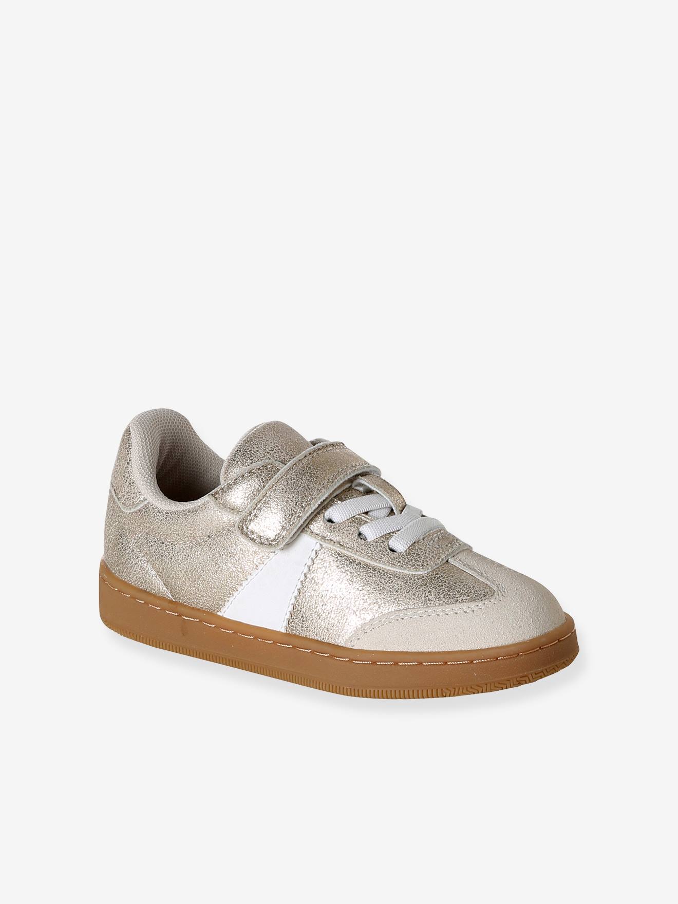 Meisjes sneakers synthetisch met klittenband goud