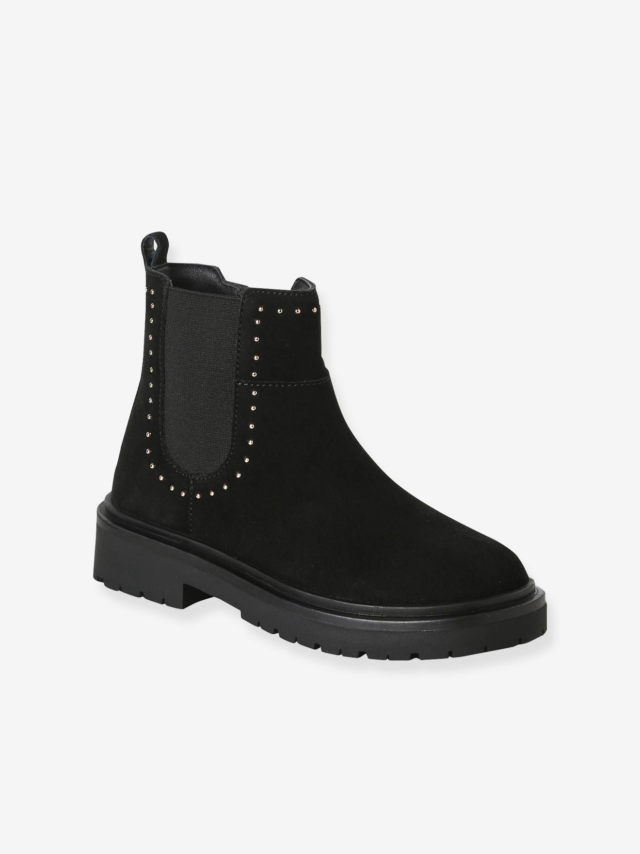 Leren boots meisje met rits zwart