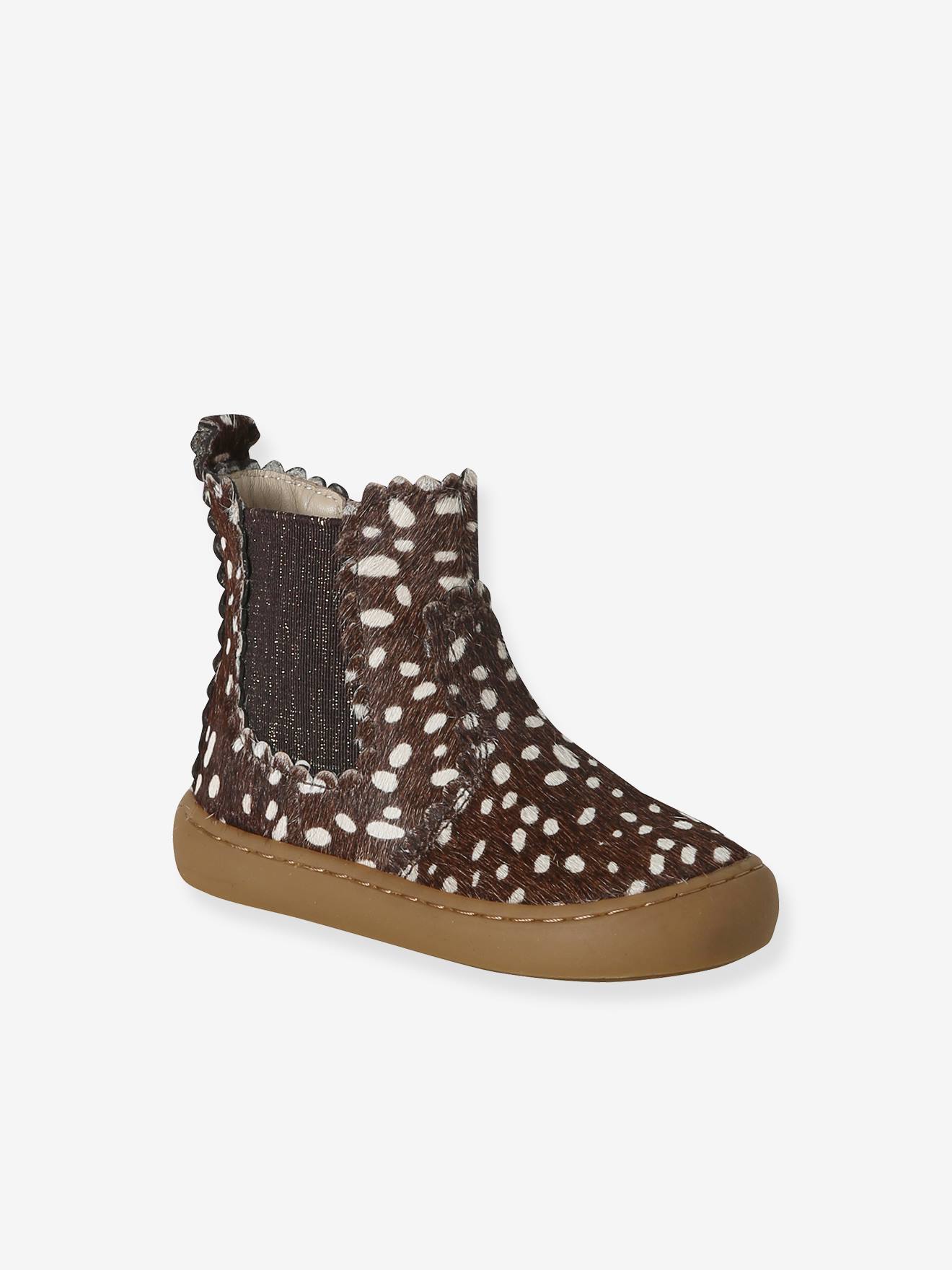 Chelsea boots met rits en elastiek van leer voor baby donkerbruin