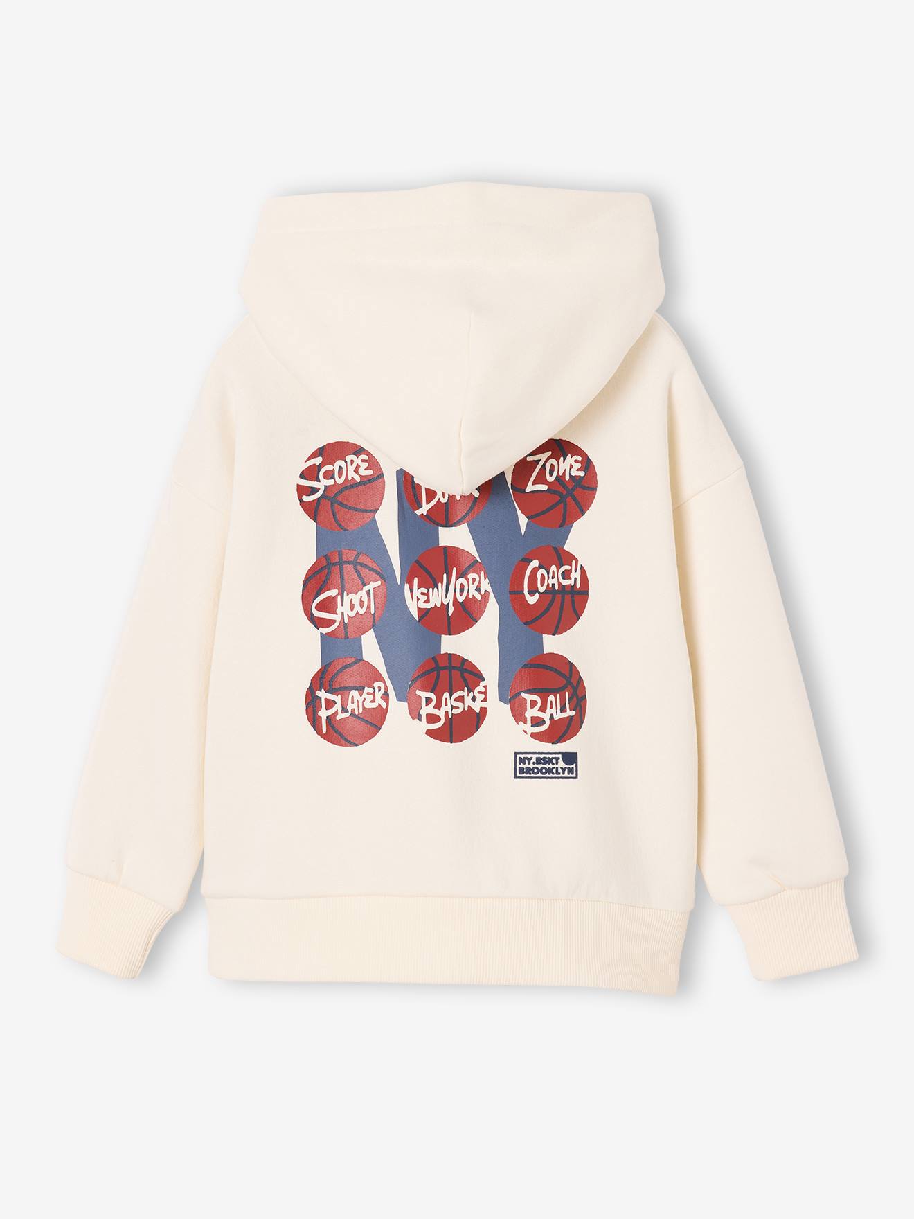 Jongenshoodie met print ecru