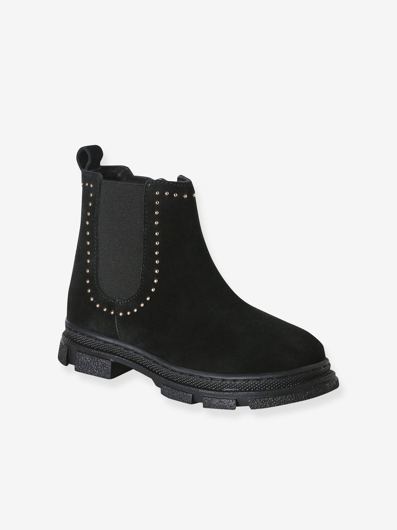 Meisjes leren boots met rits zwart