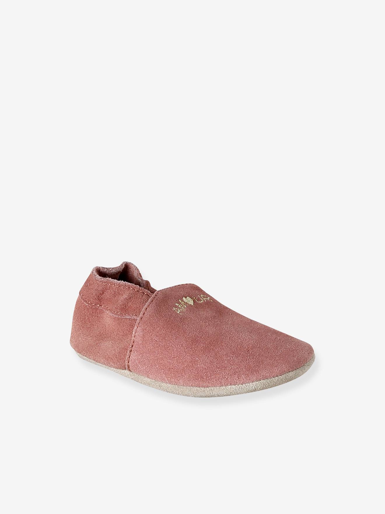 Elastische leren babyschoentjes in soepel leer oudroze