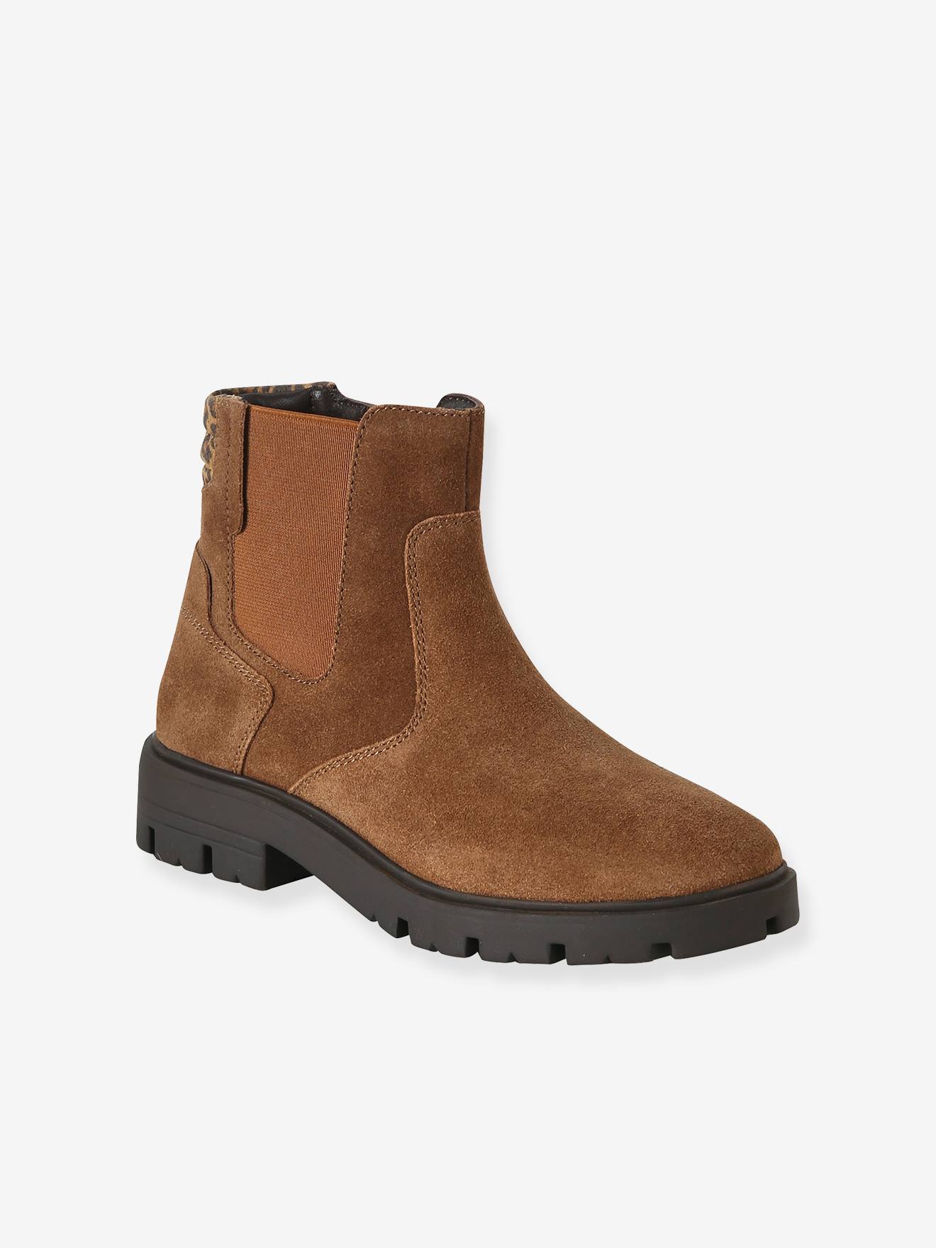 Meisjes leren boots met rits bruin