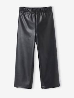 Meisje-Legging-Lange slim legging met leerlook