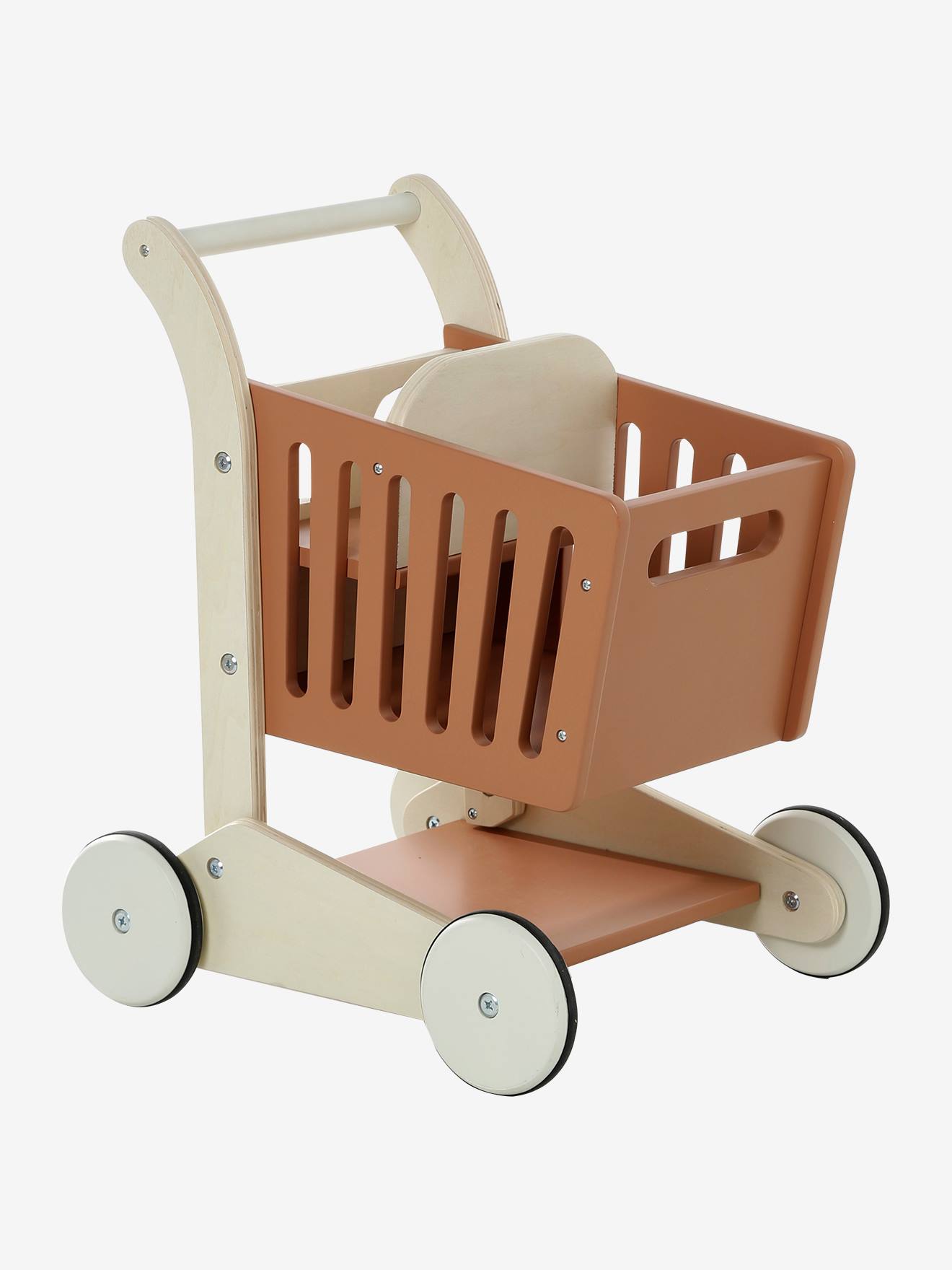Houten boodschappenwagentje karamel