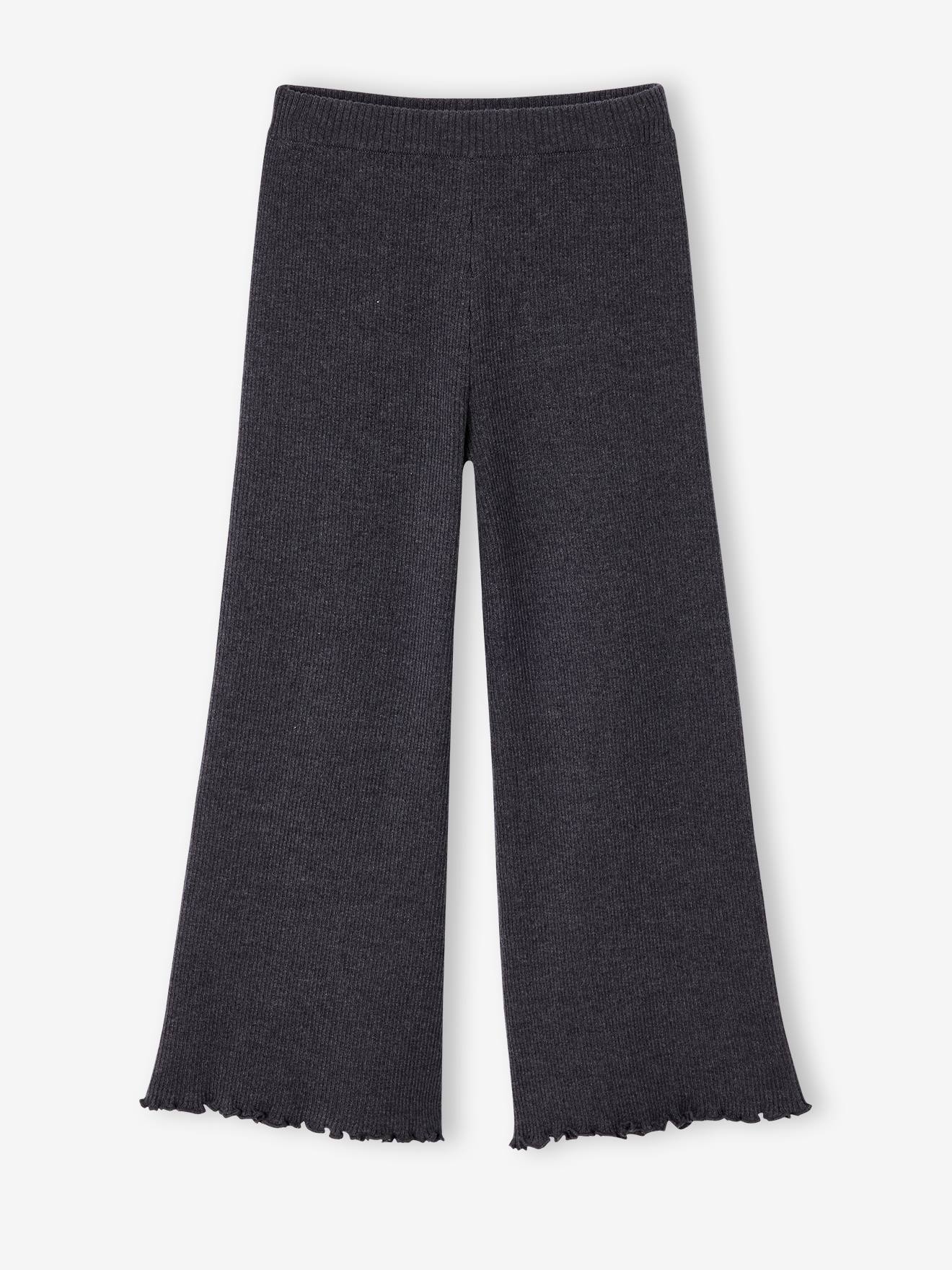 Wijde gebreide legging voor meisjes gemêleerd grijs