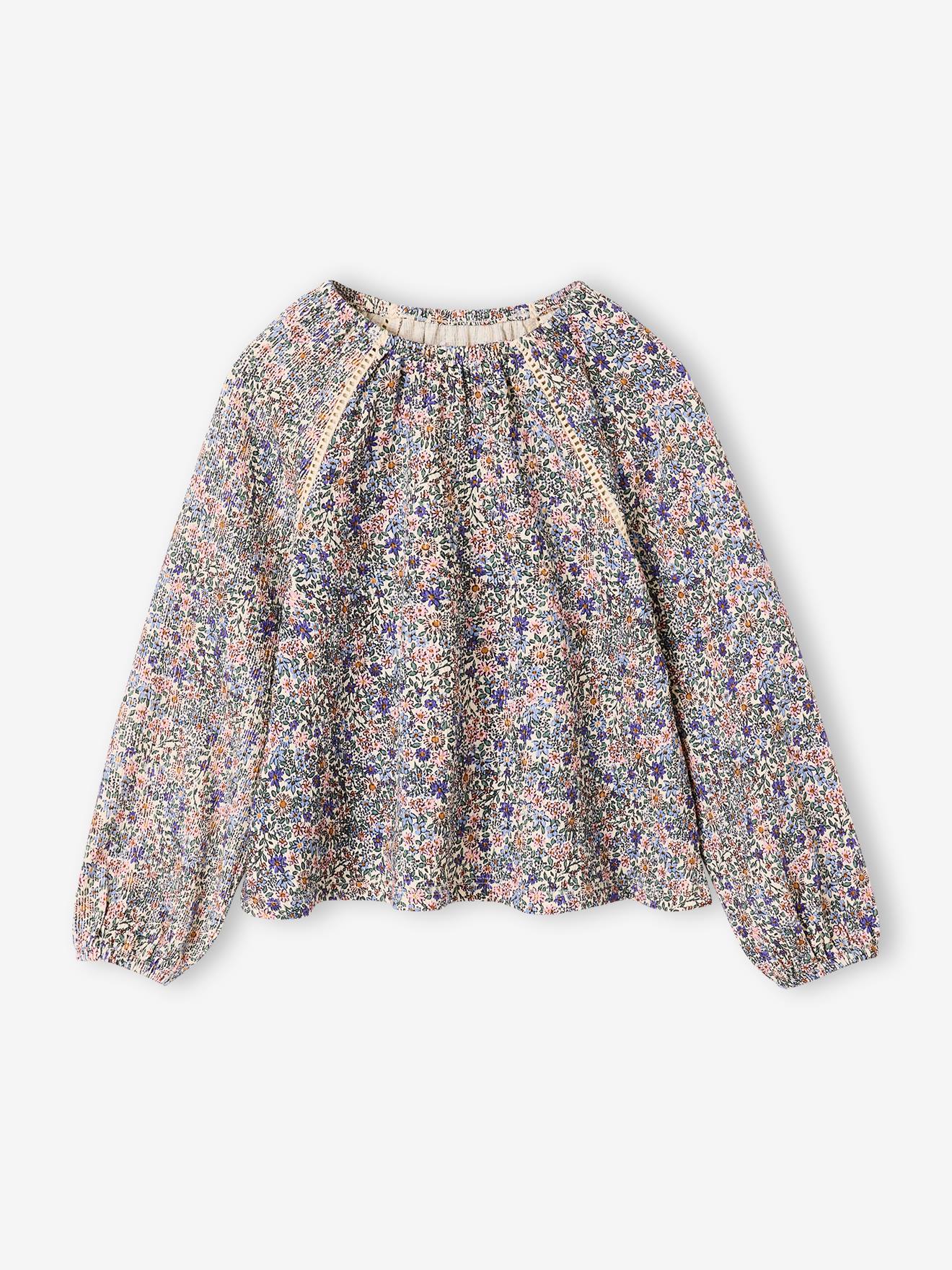 Meisjesblouse met lange mouwen ecru
