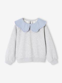 Meisje-Sweater met kraag van Engels borduurwerk voor meisjes met flockprint en fluwelen boodschap