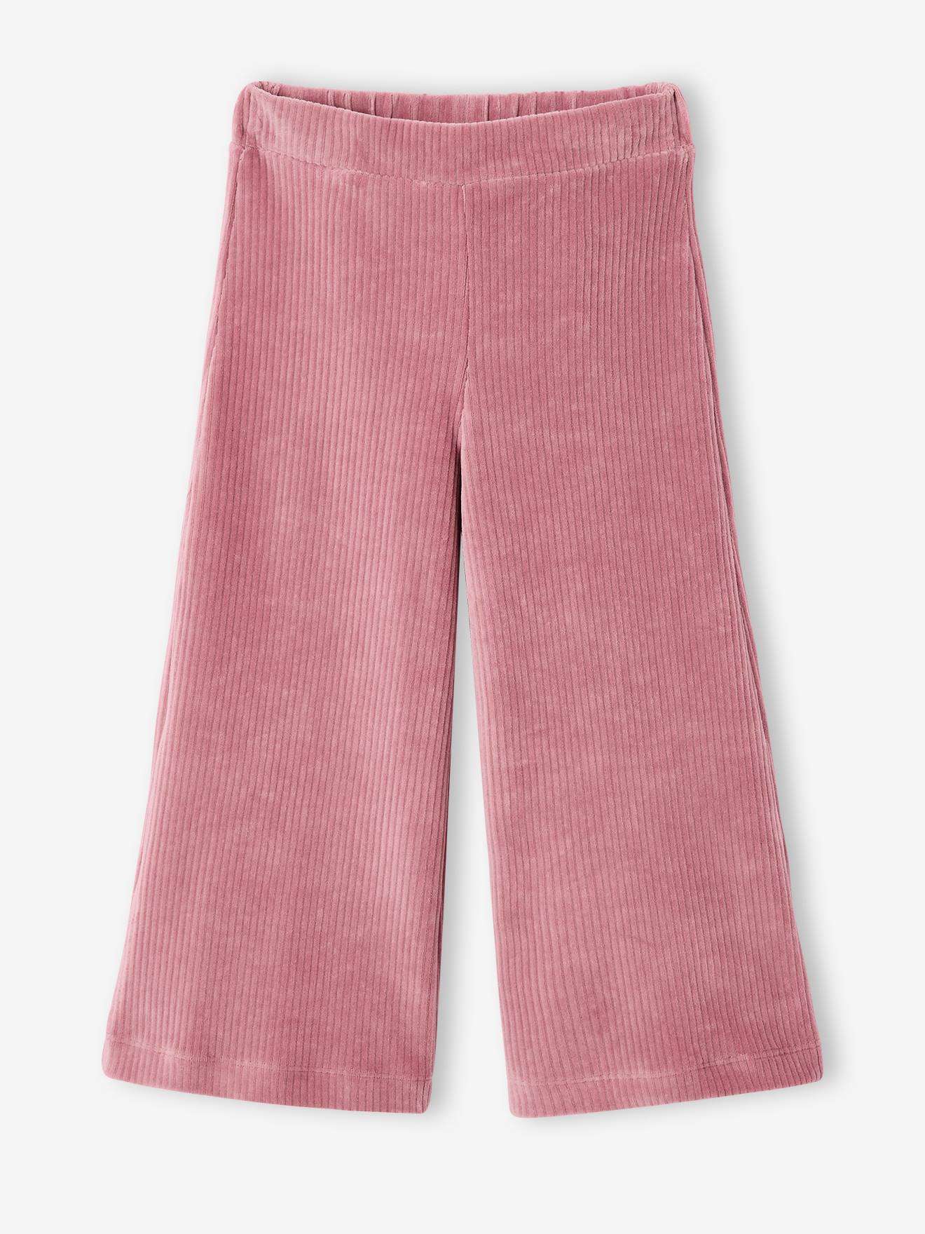 Wijde, fluwelen broek voor meisjes zachtpaars