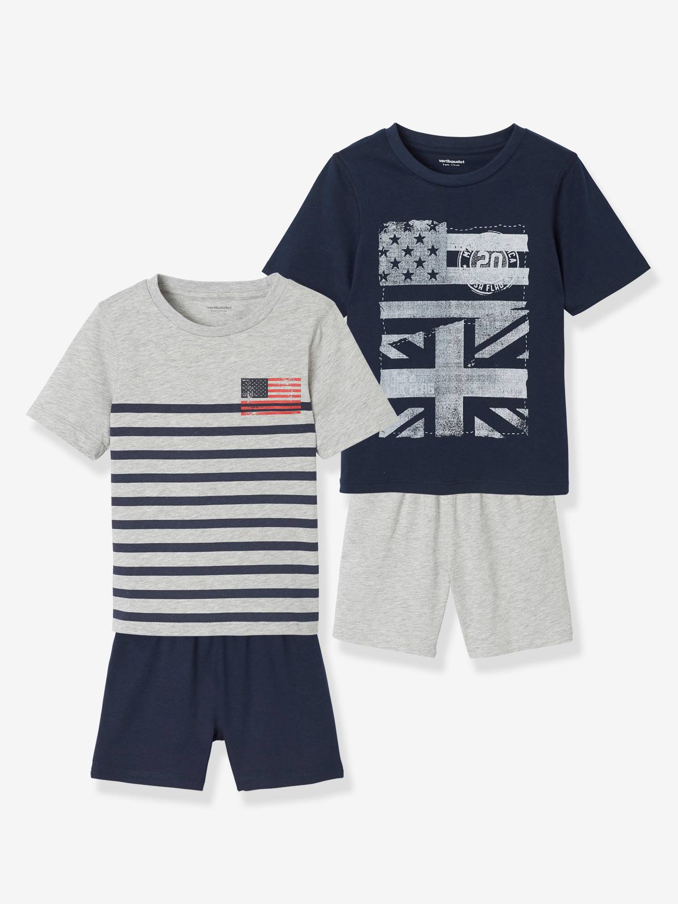 Set van 2 pyjamashorts voor jongens met Flags set inkt