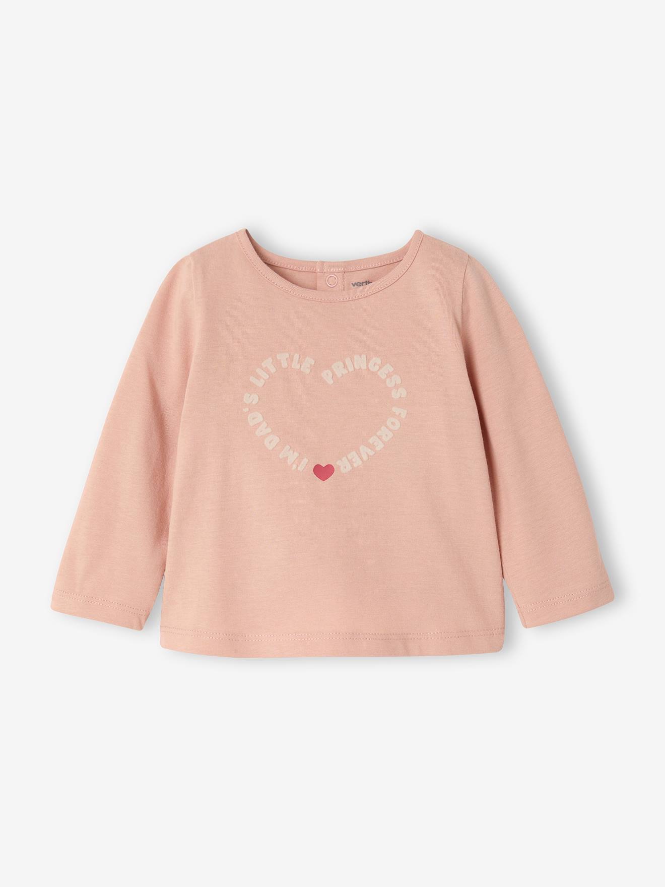 Babyshirt met lange mouwen en print roze (poederkleur)