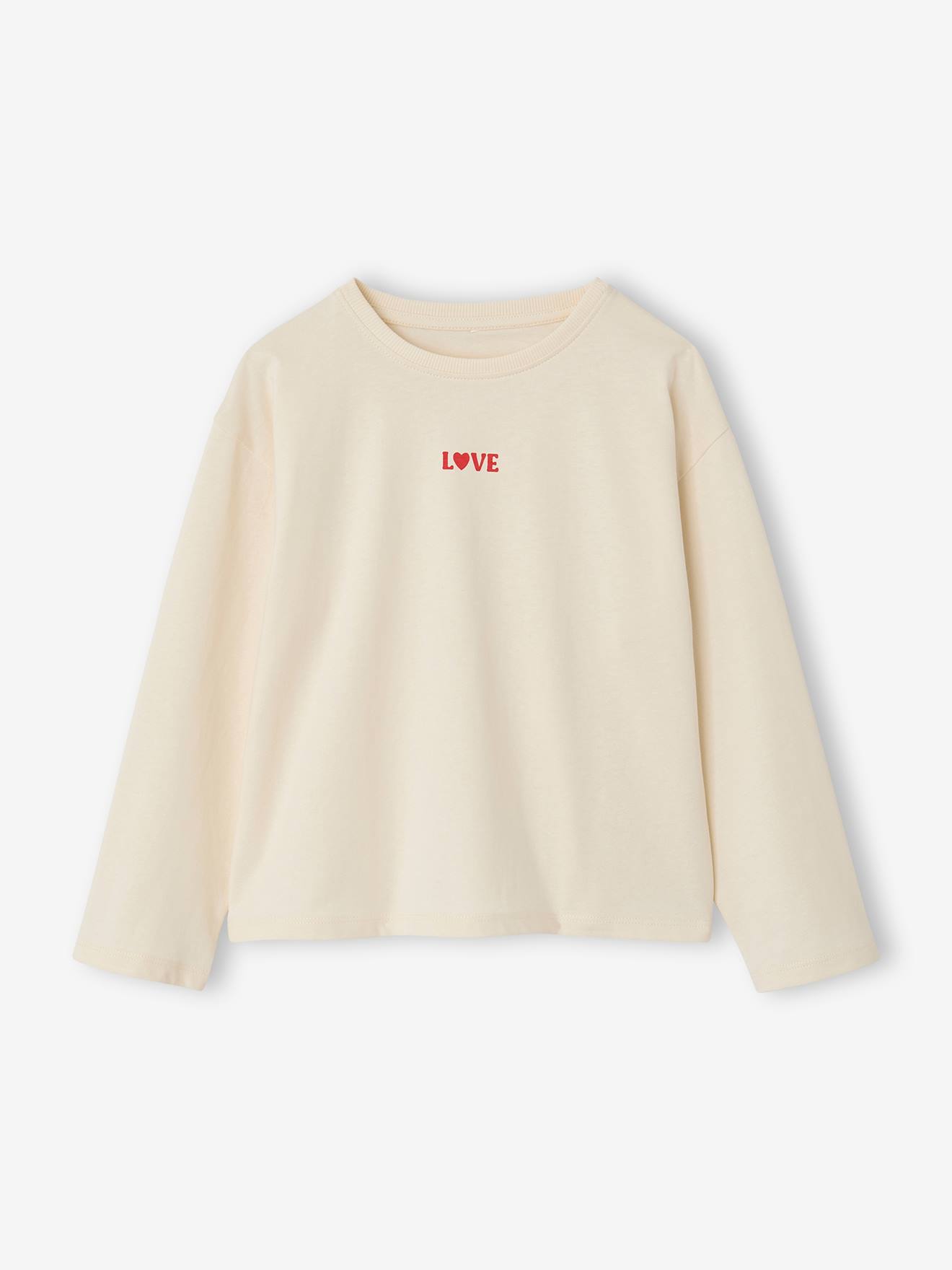 Meisjesshirt met lange mouwen ecru