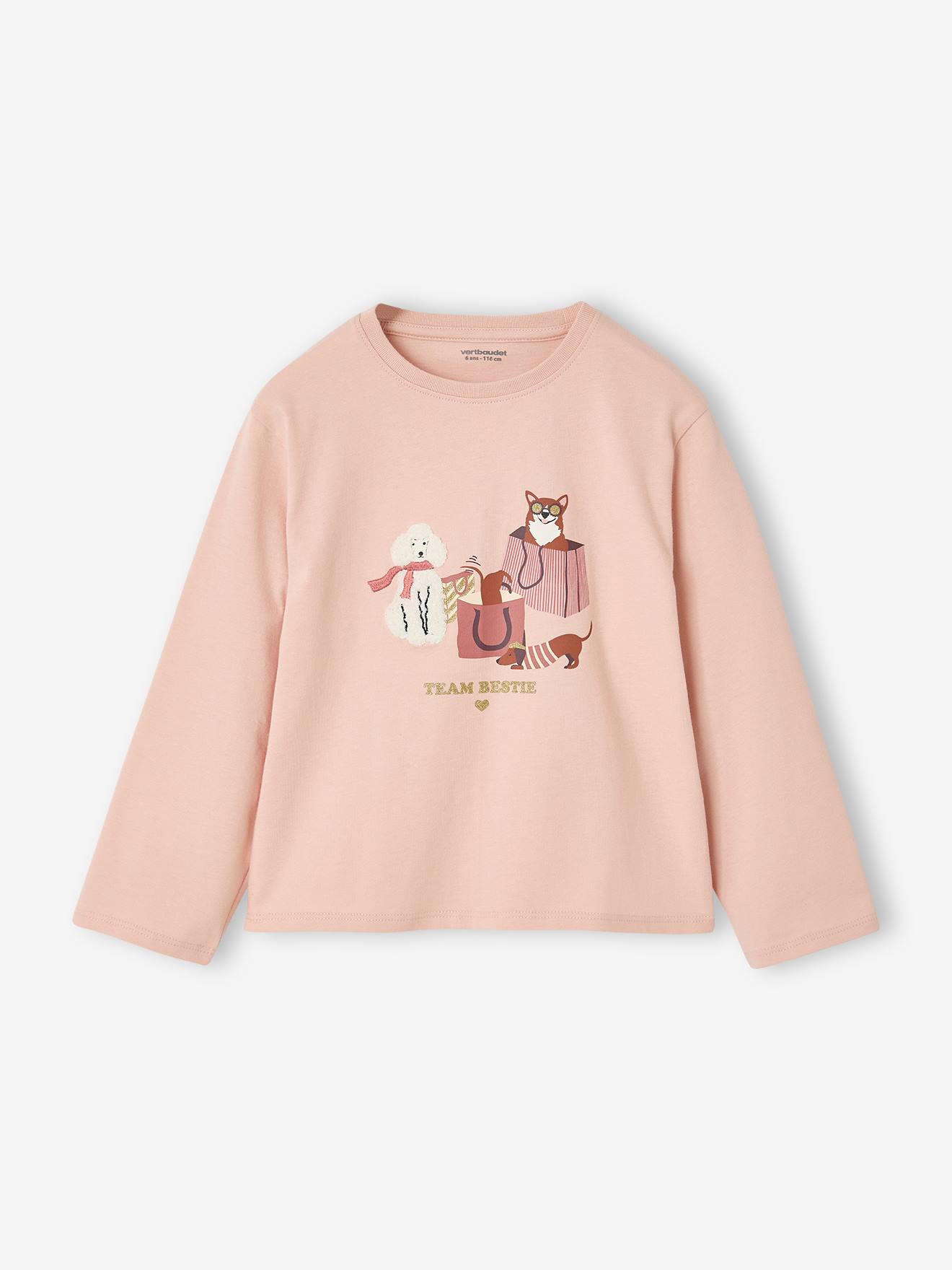 Meisjes T-shirt met lange mouwen roze (poederkleur)