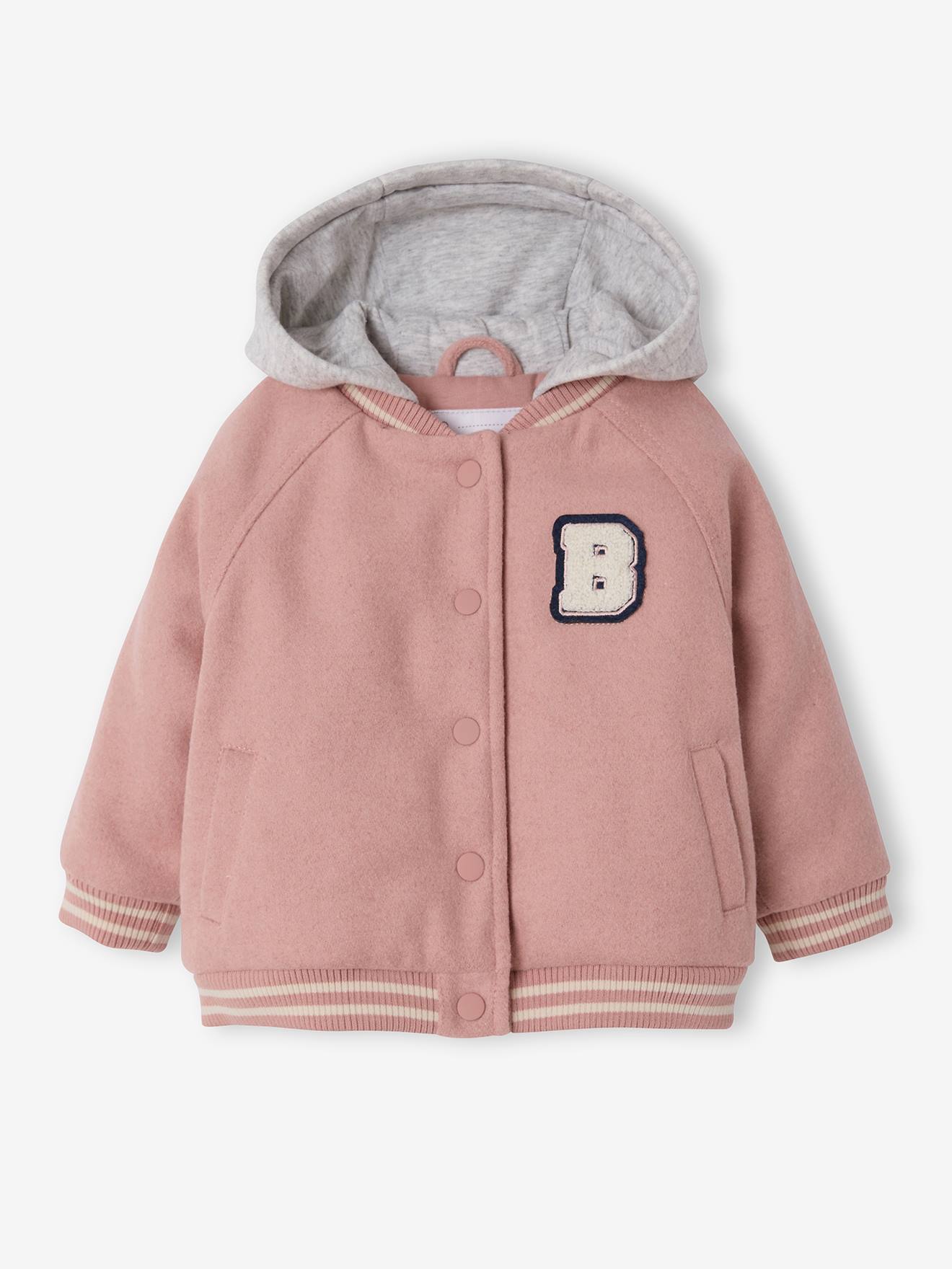 Teddyvest met capuchon voor baby's roze (poederkleur)