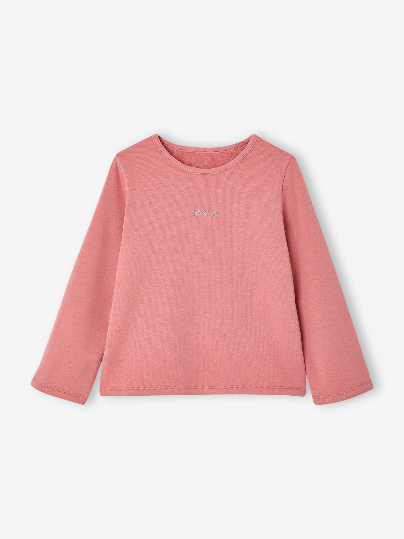 Meisjesshirt met fleece, lange mouwen rouge
