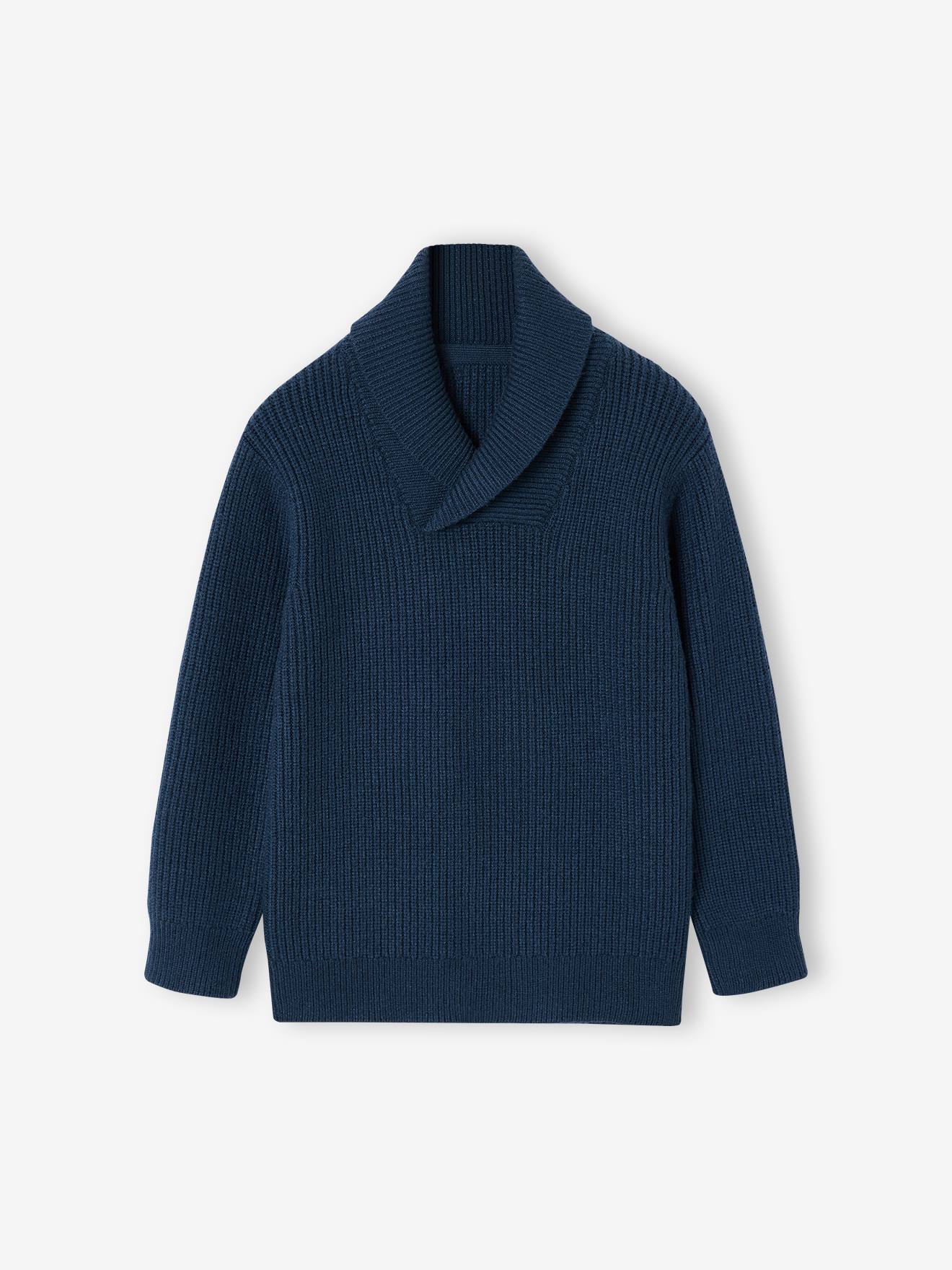 Jongenstrui met hoge kraag gekruist oceaanblauw