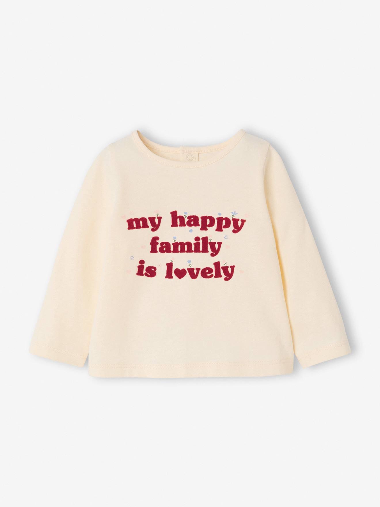 Babyshirt met lange mouwen en print vanille