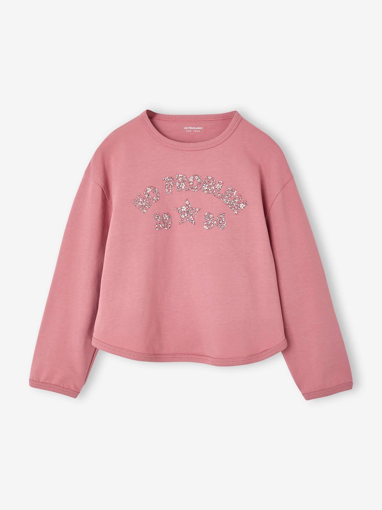 Meisjesshirt met lange mouwen zachtpaars