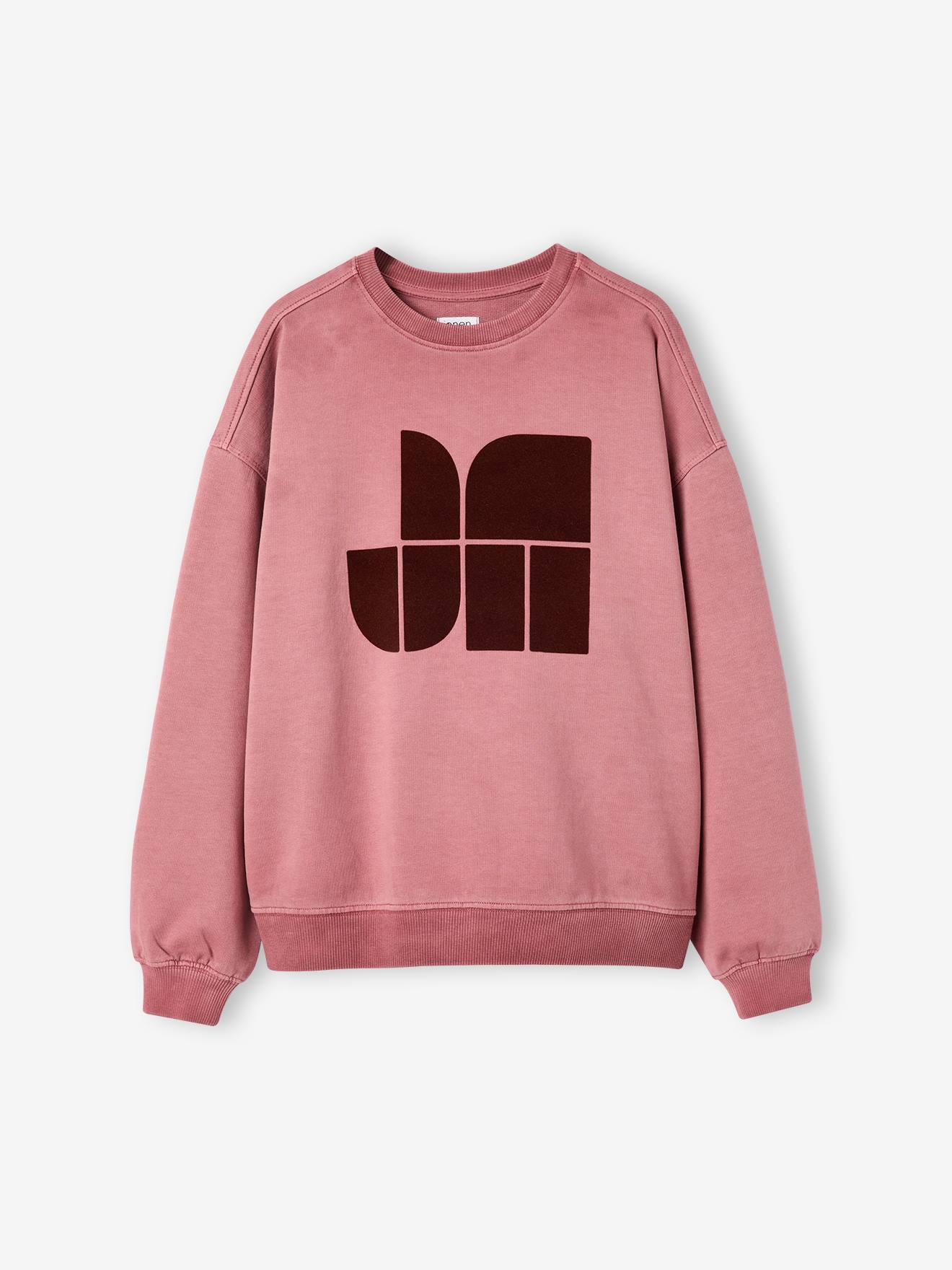 Sweater met print voor meisjes oudroze