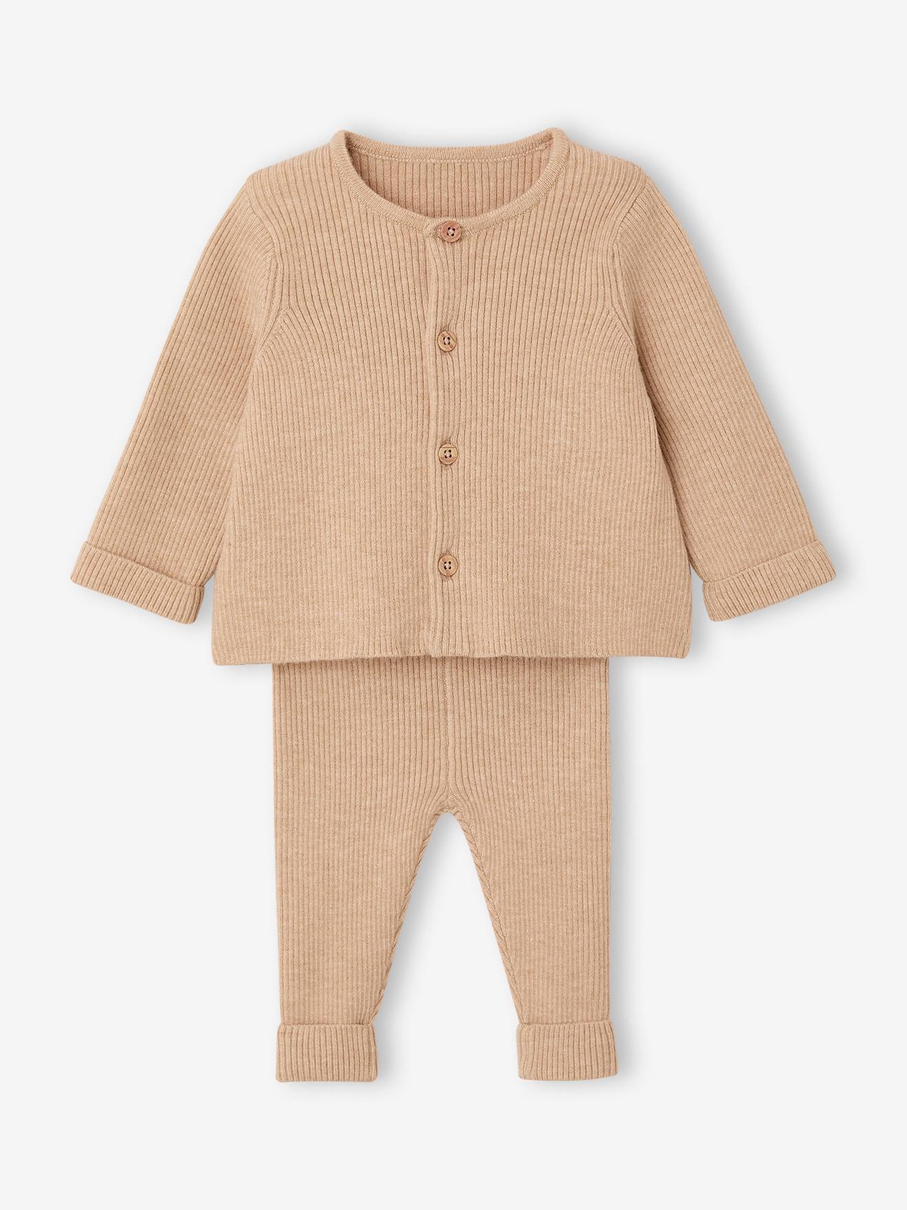 Set met shirt en broek voor baby's van tricot beige