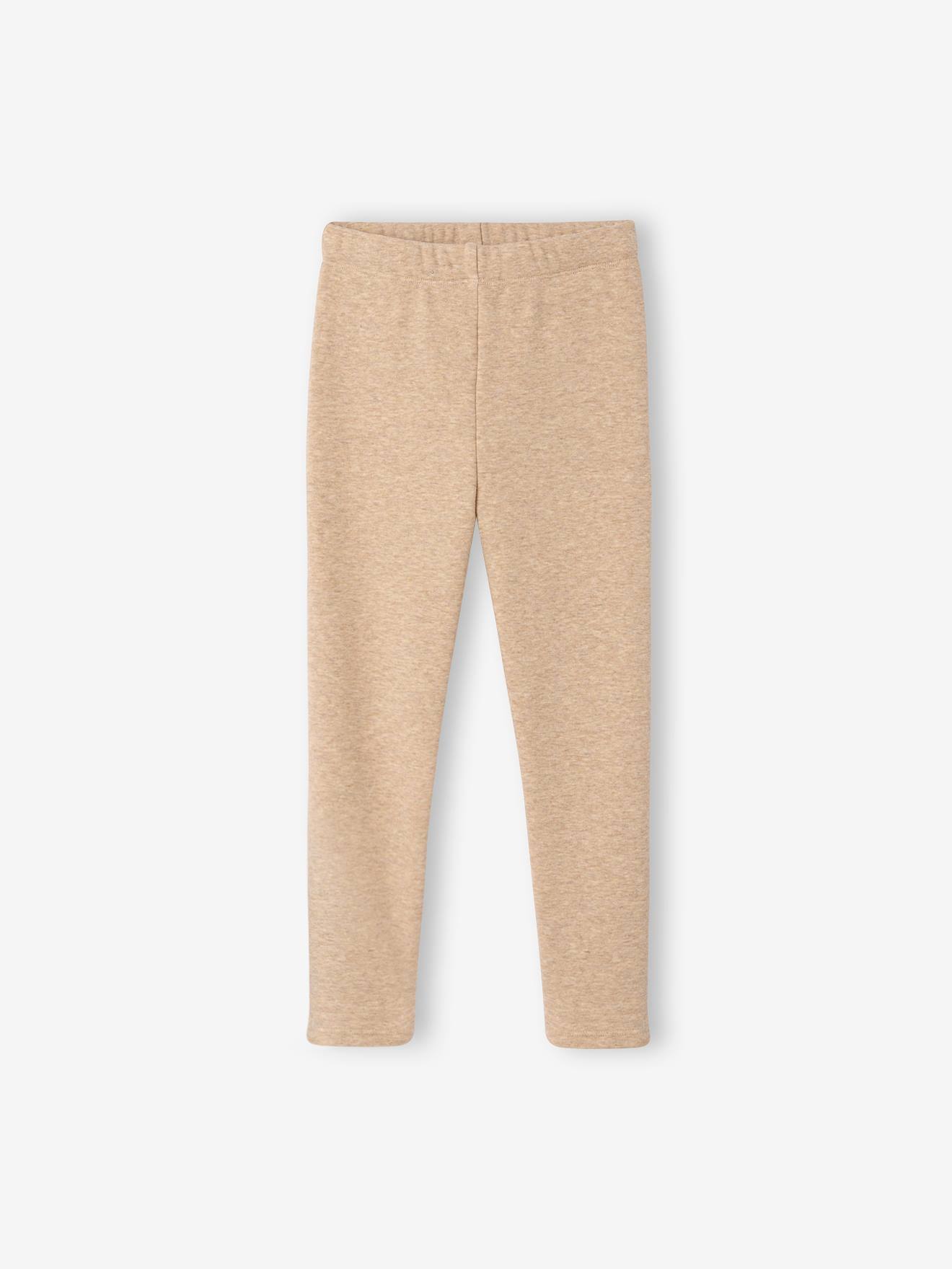 Meisjeslegging met fleecevoering gemêleerd beige