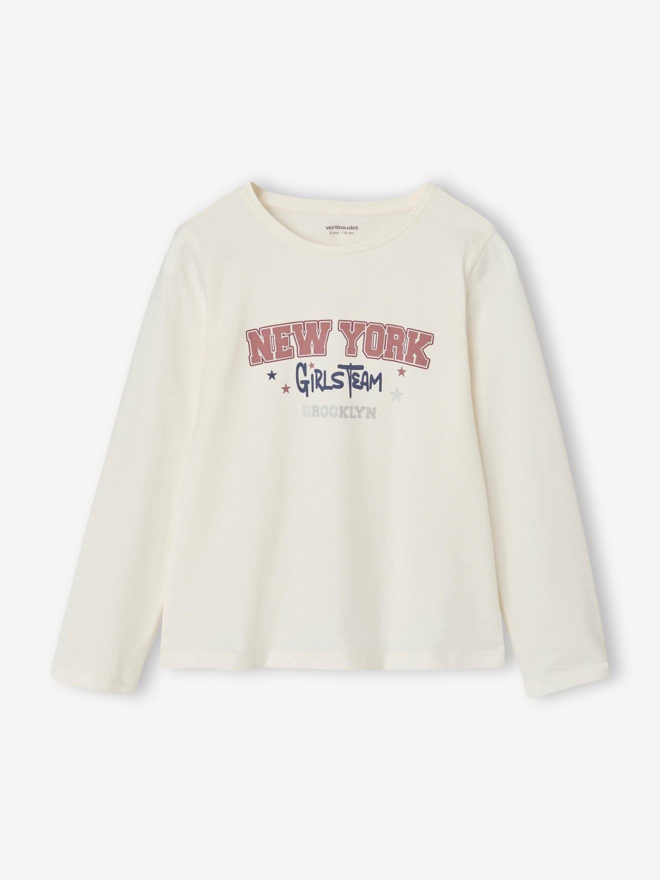 T-shirt met lange mouwen voor meisjes ecru
