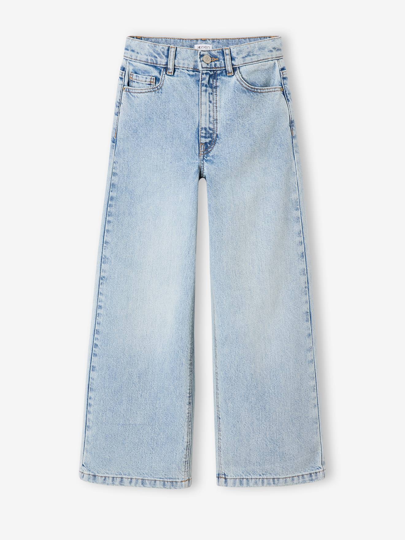 Wijde broek denim voor meisjes lichtblauw