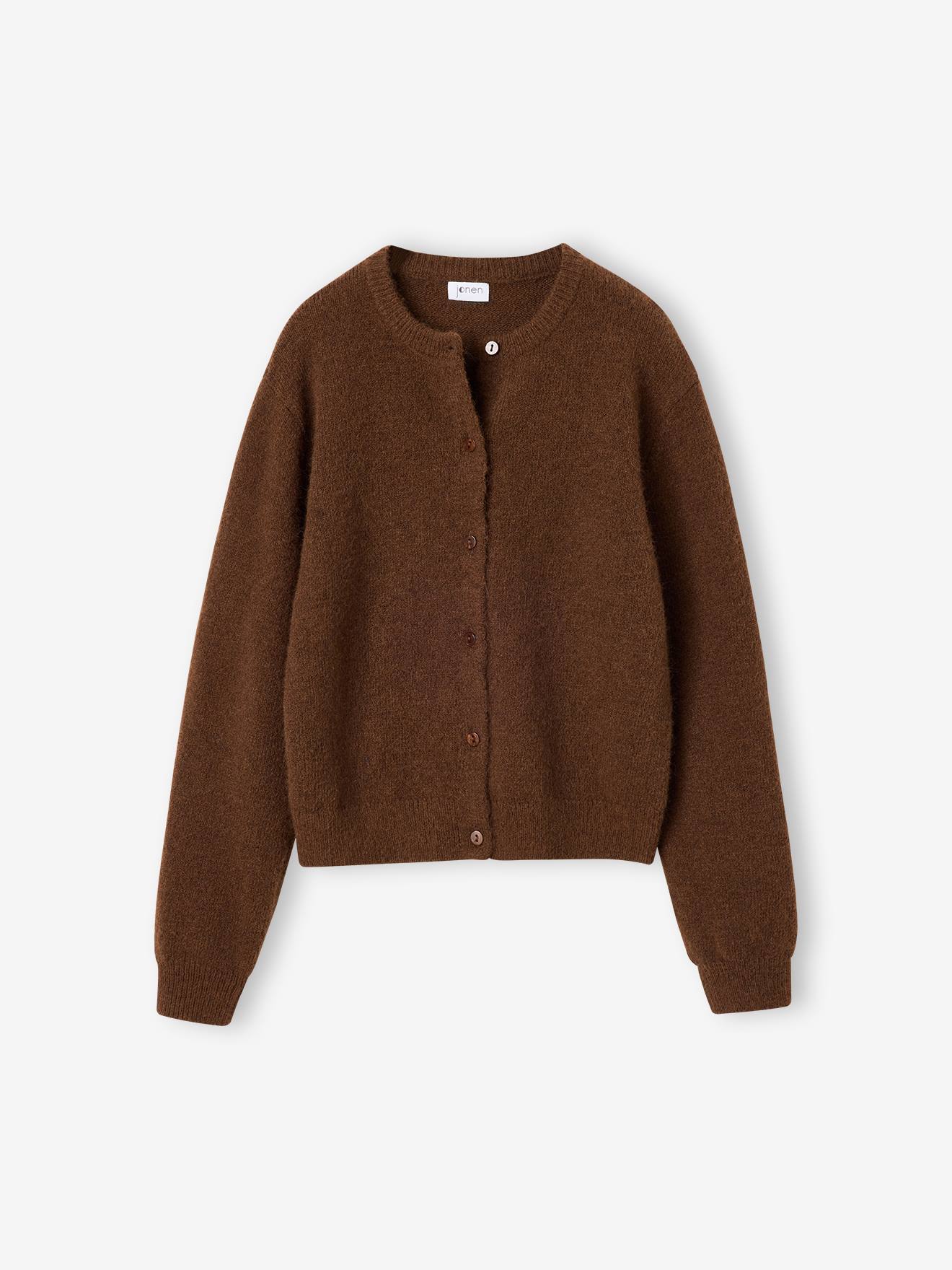 Vest voor meisjes met lange mouwen chocoladebruin
