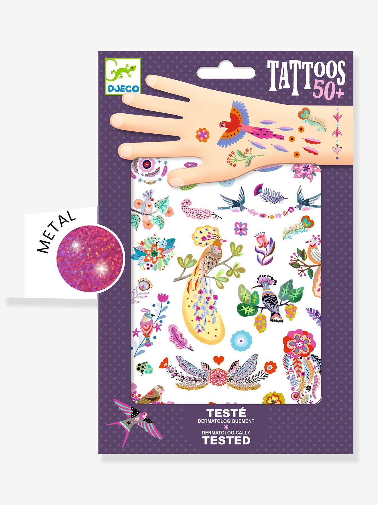 DJECO kindertattoos met veren paars