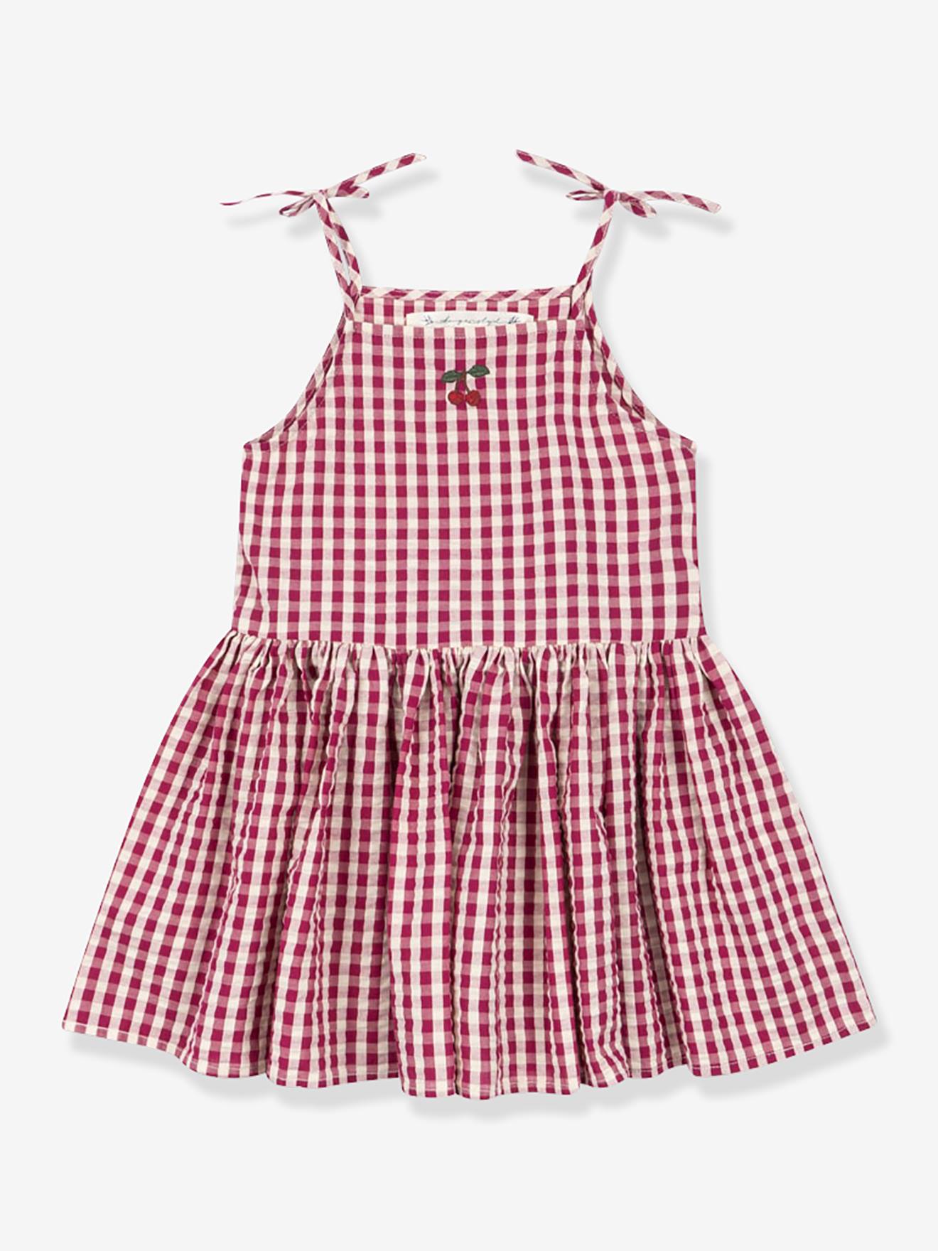 Isotta jurk met strikbandjes framboos