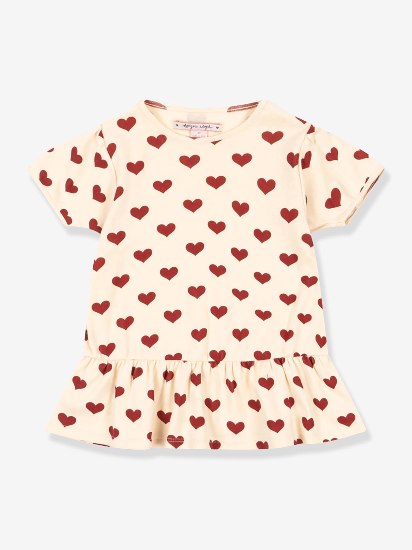 T-shirt met volantzoom rood